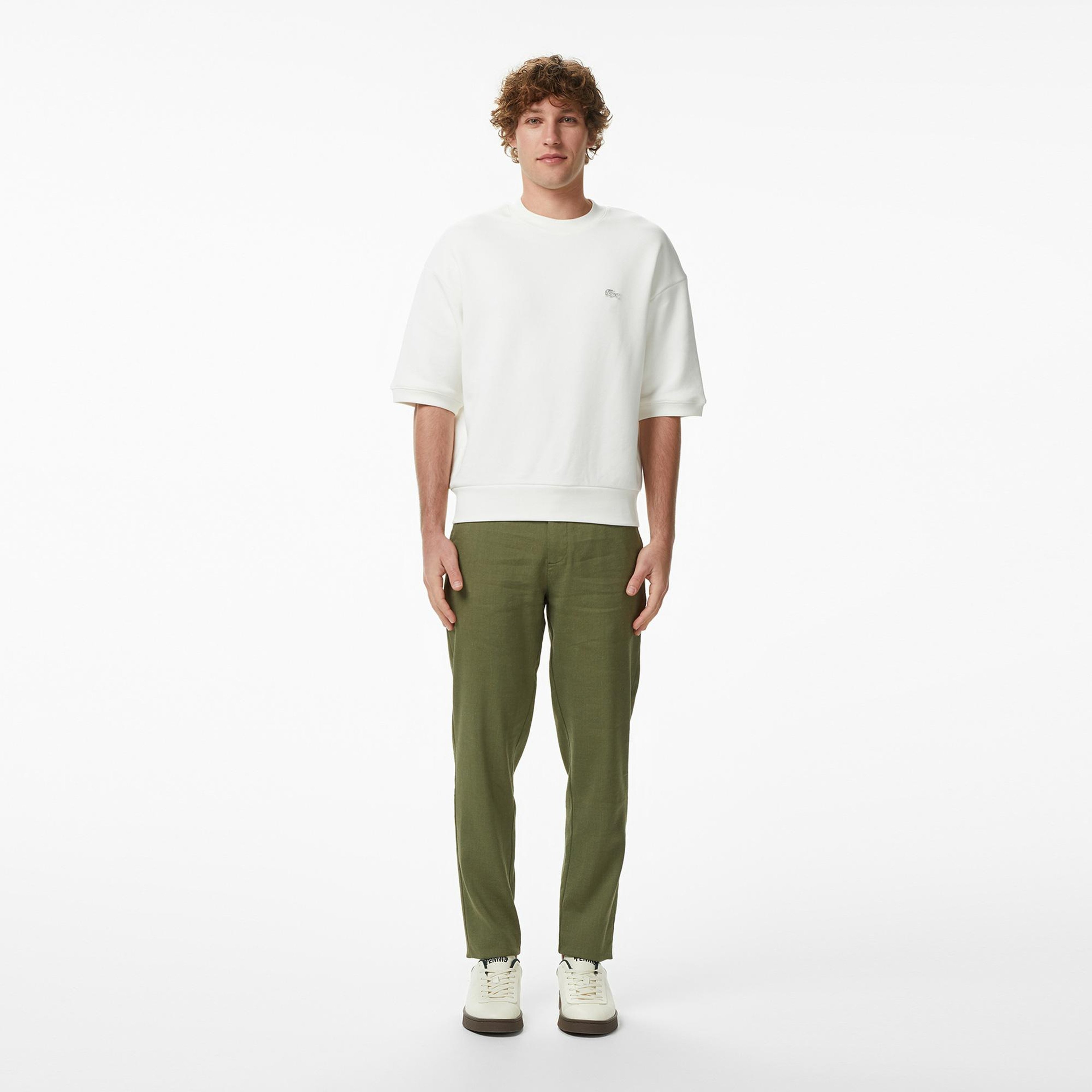 Erkek Tapered Fit Haki Chino Pantolon