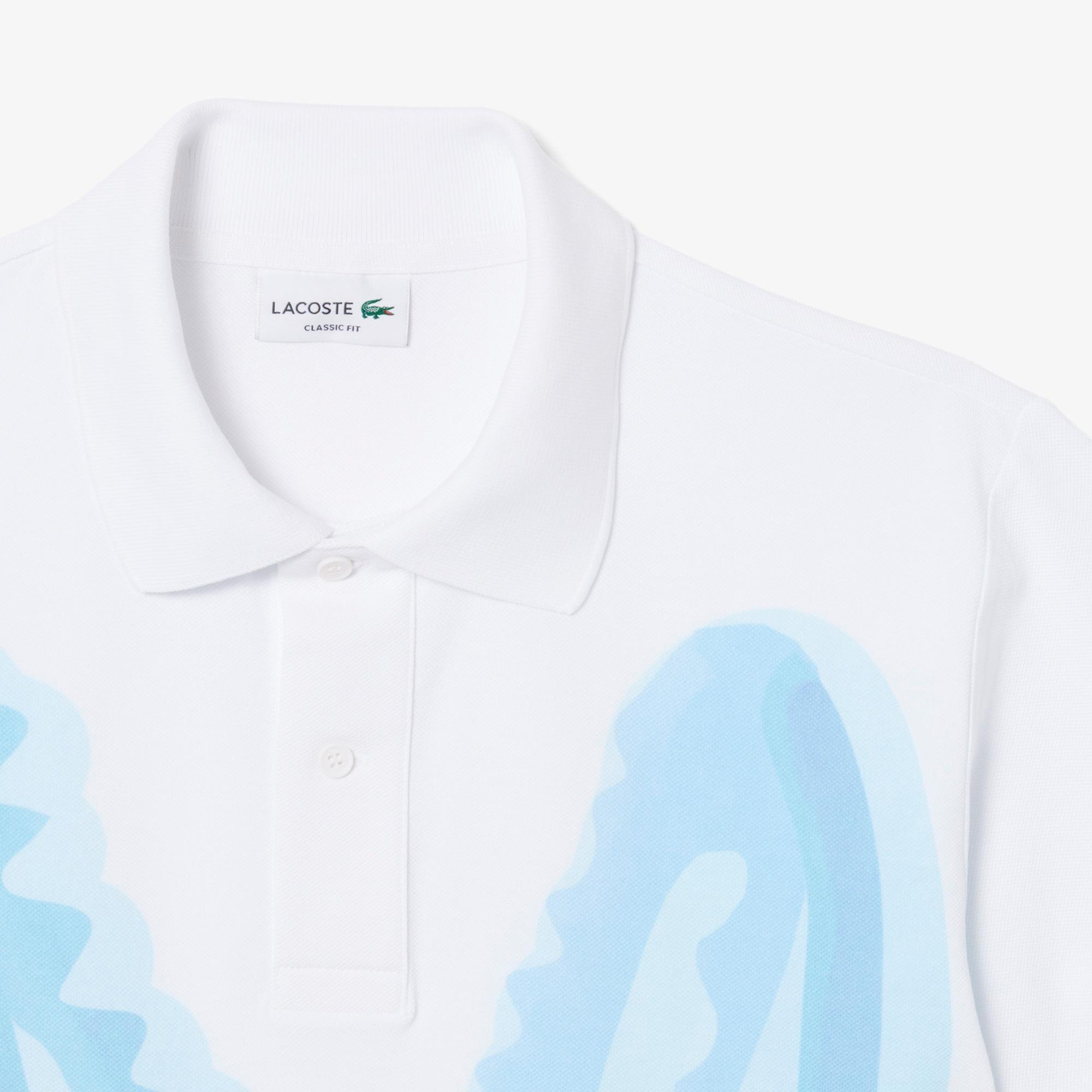 Erkek Classic Fit Baskılı Beyaz Polo
