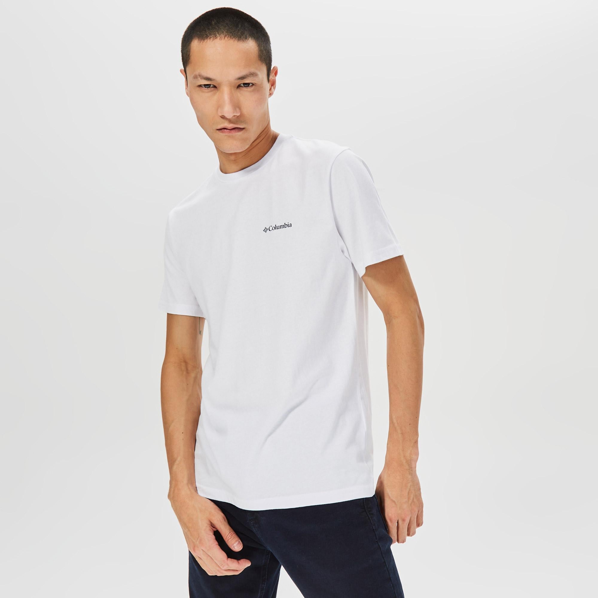 Columbia Basic Logo Brushed Erkek Beyaz Günlük T-Shirt