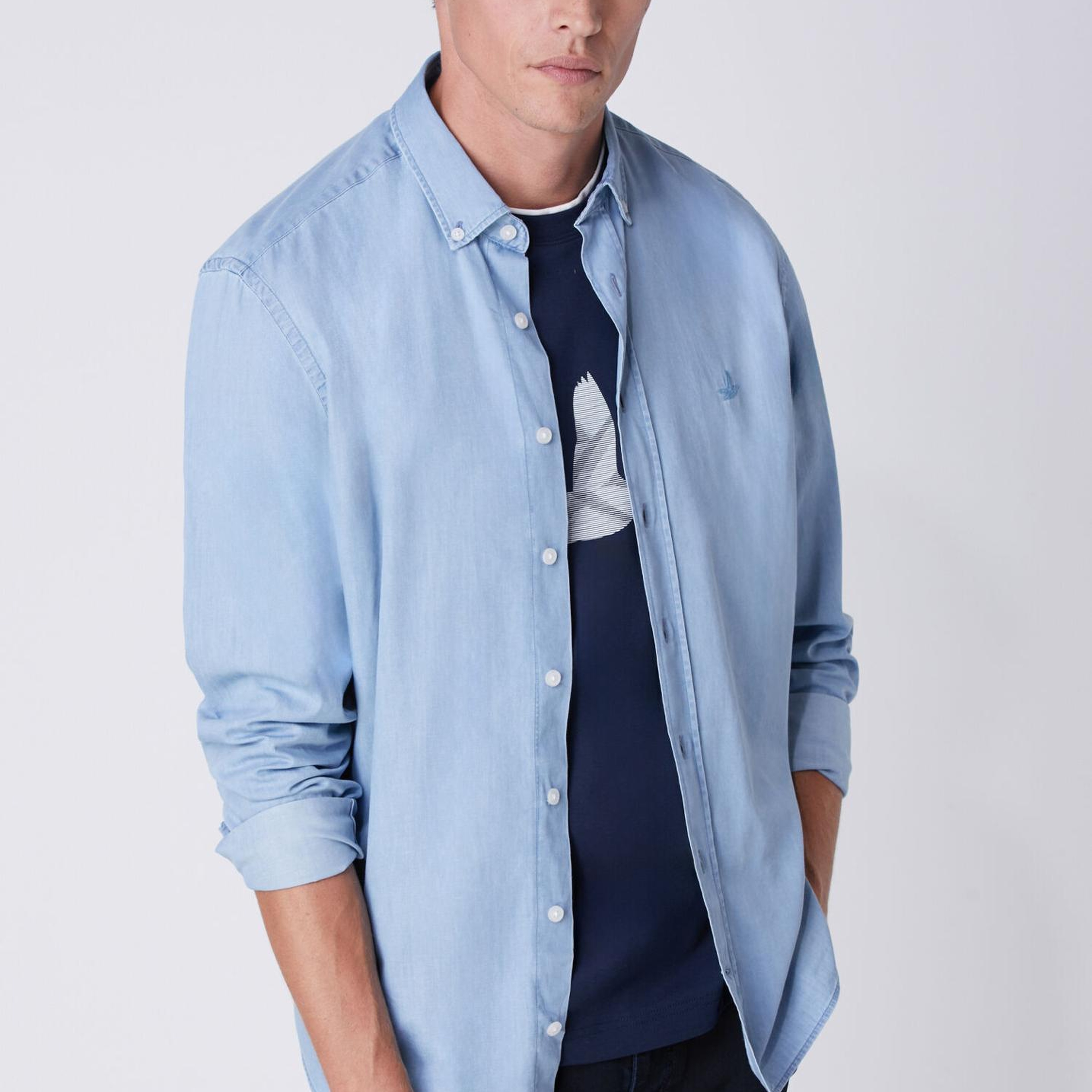 Beymen Club Erkek Mavi Yıkamalı Comfort Fit Jean Gömlek