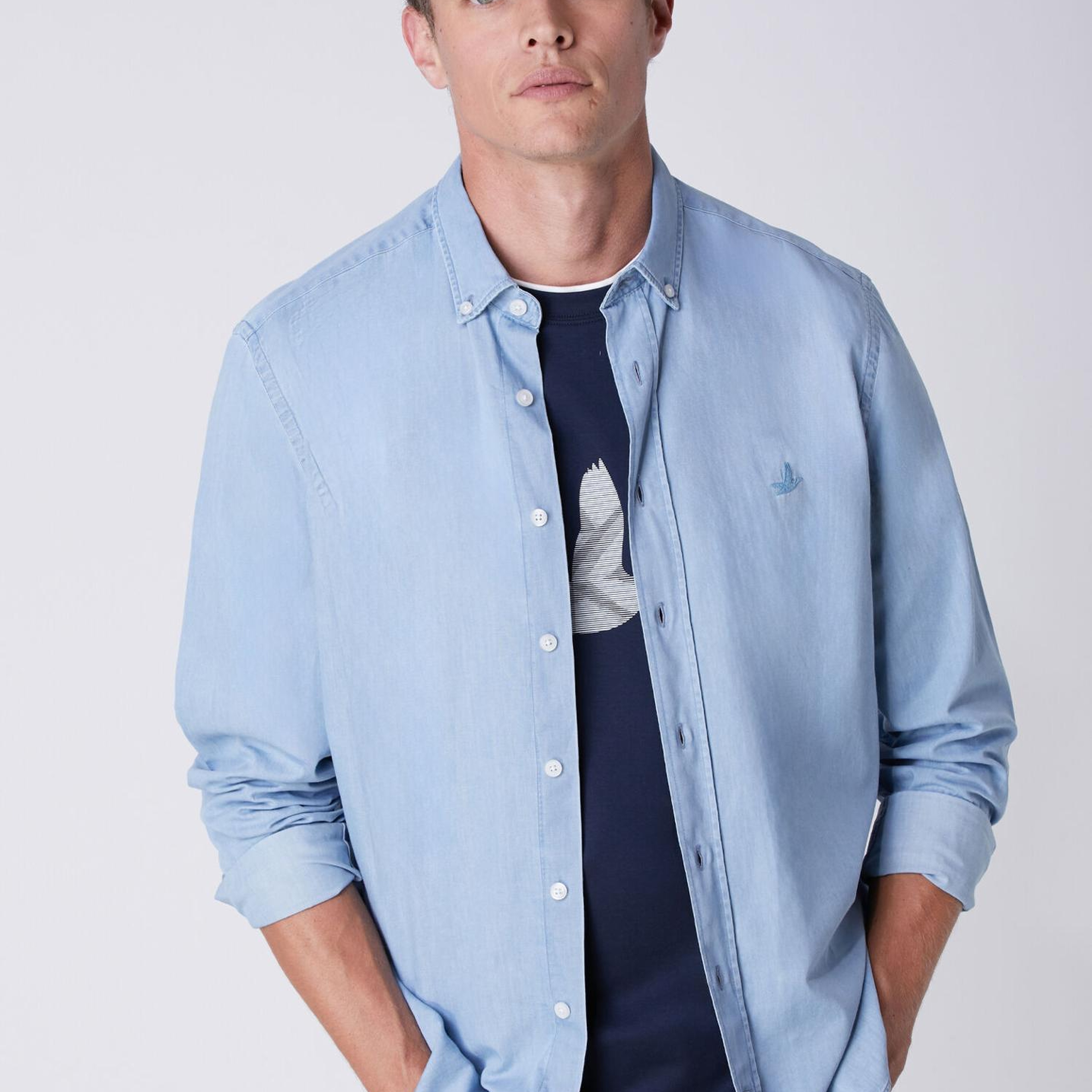 Beymen Club Erkek Mavi Yıkamalı Comfort Fit Jean Gömlek