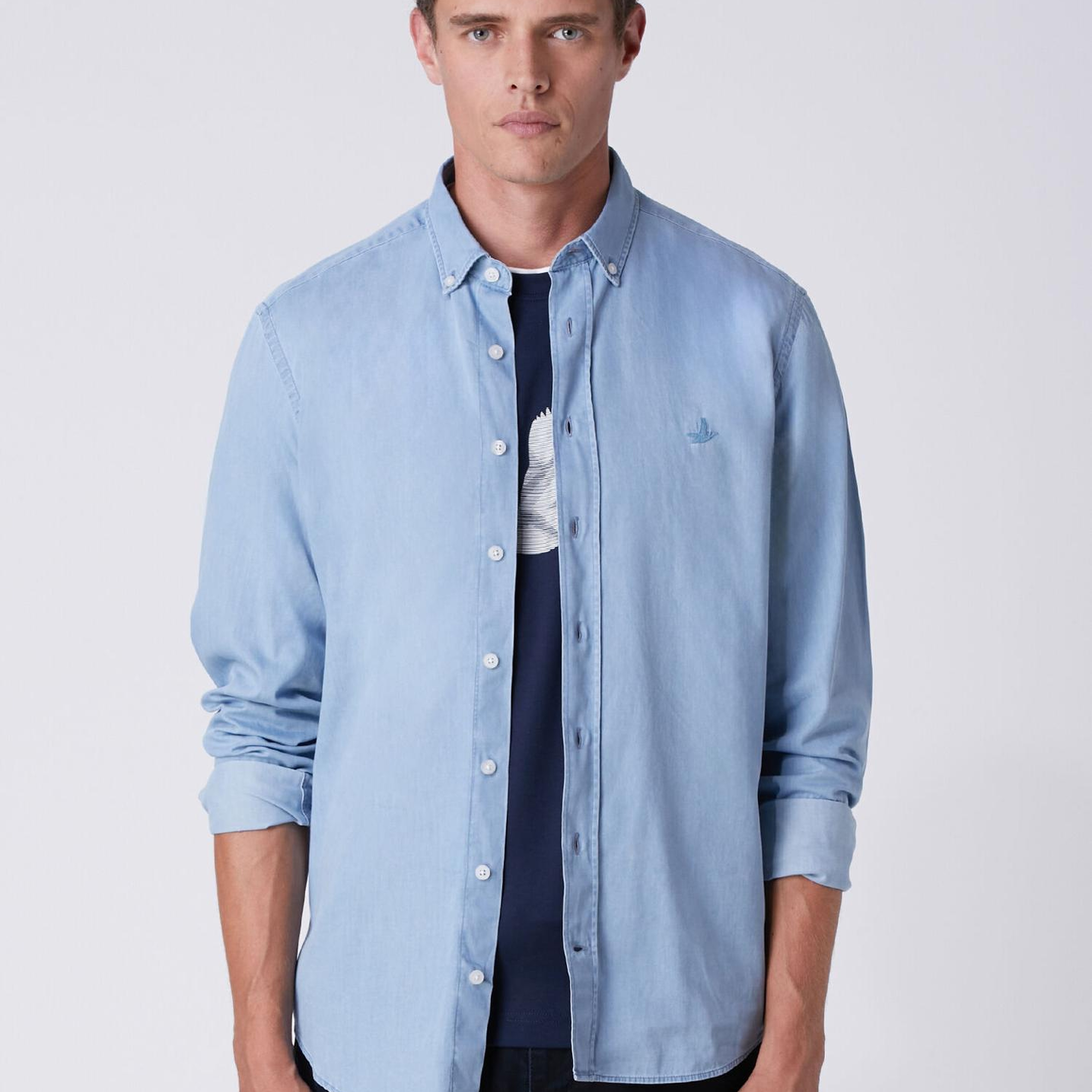 Beymen Club Erkek Mavi Yıkamalı Comfort Fit Jean Gömlek