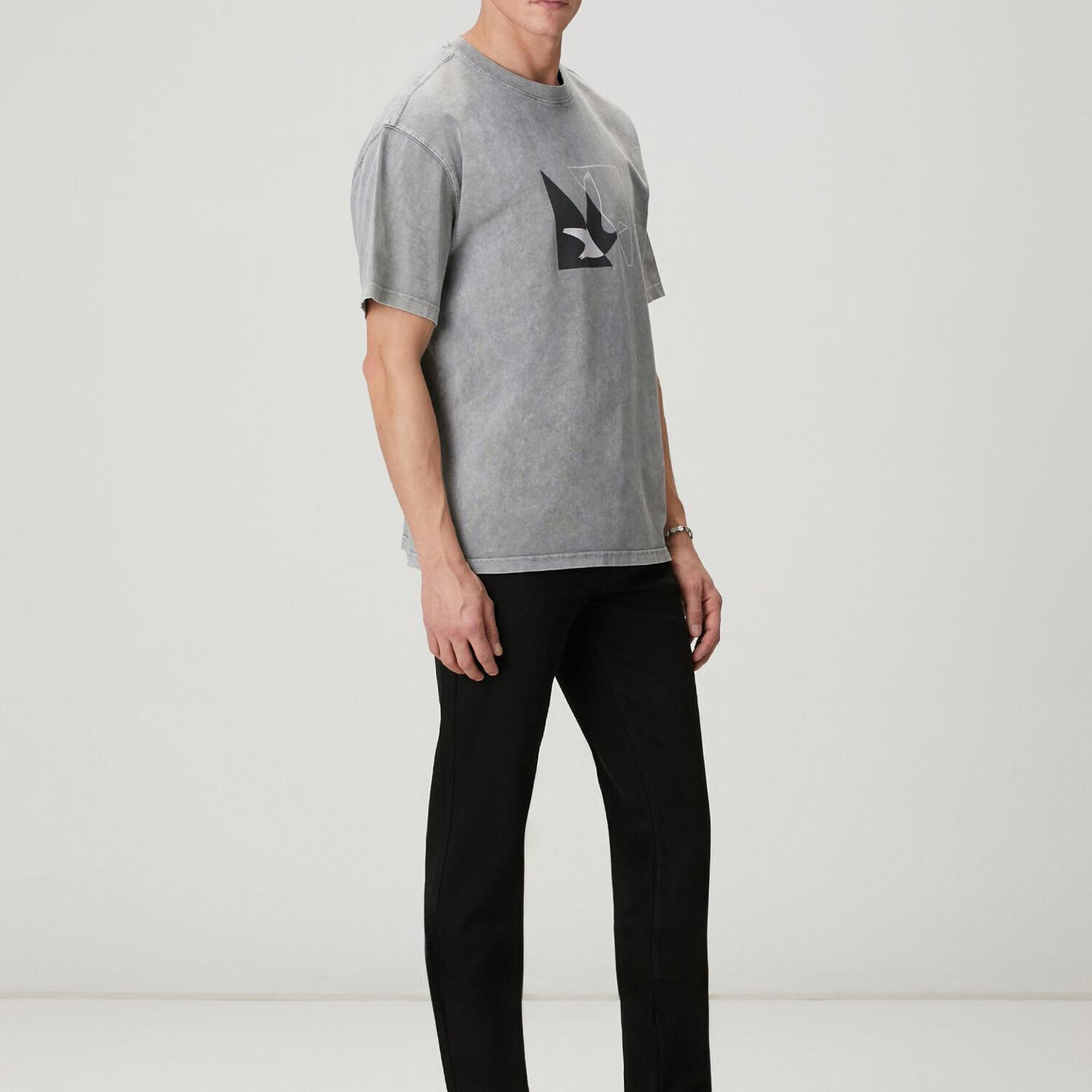 Beymen Club Erkek Antrasit Logolu Oversize T-shirt
