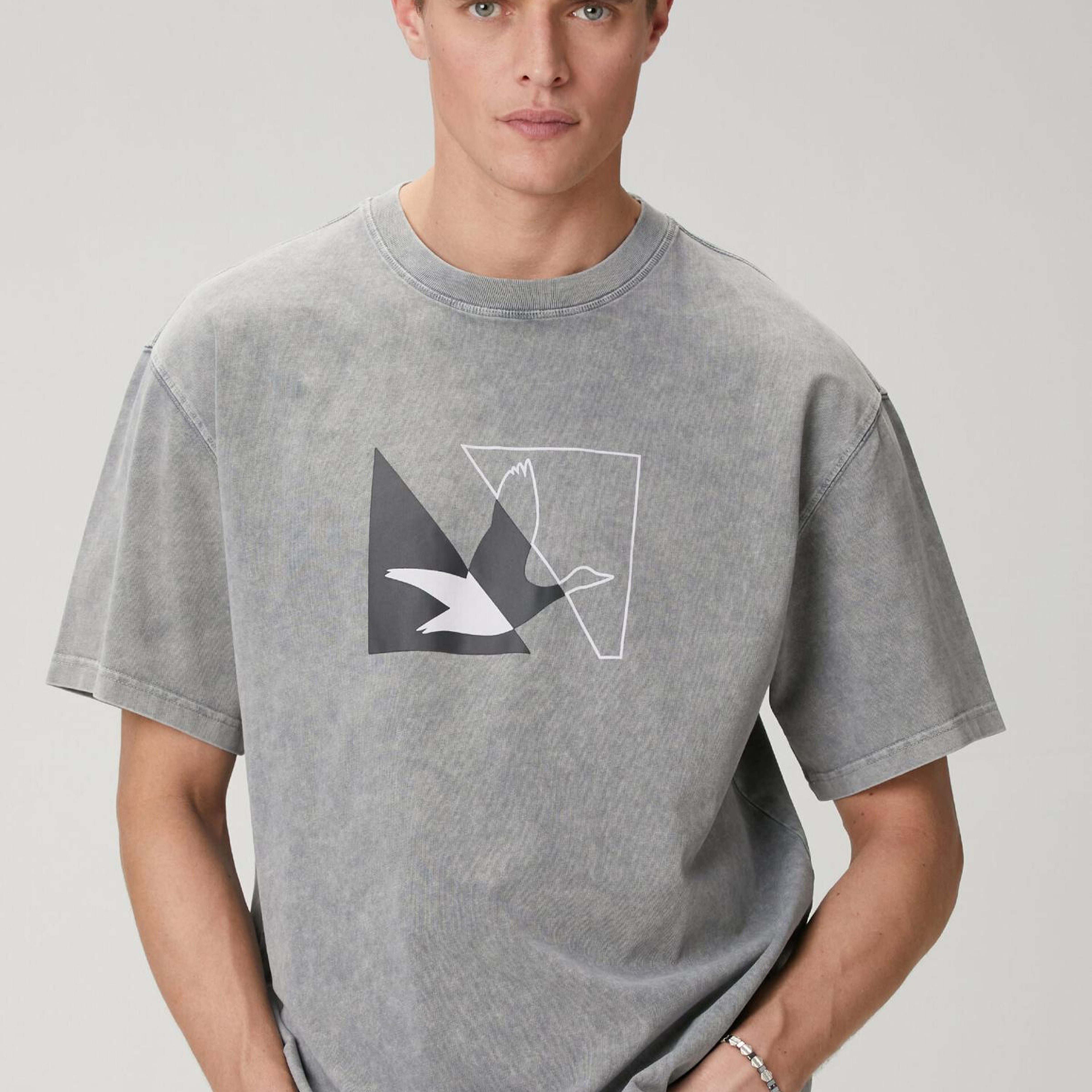 Beymen Club Erkek Antrasit Logolu Oversize T-shirt