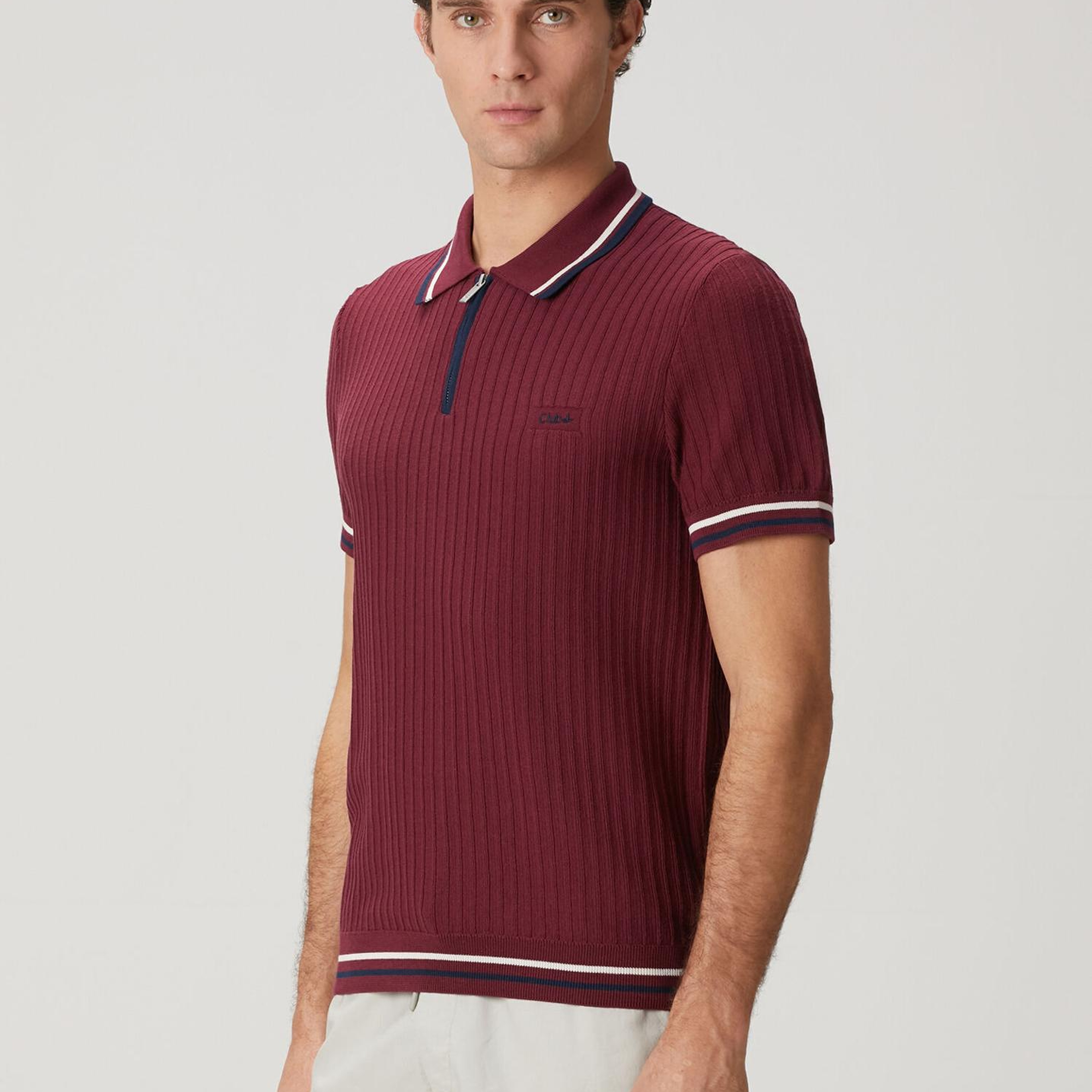 Beymen Club Erkek Mürdüm Polo Yaka Kısa Kollu Triko