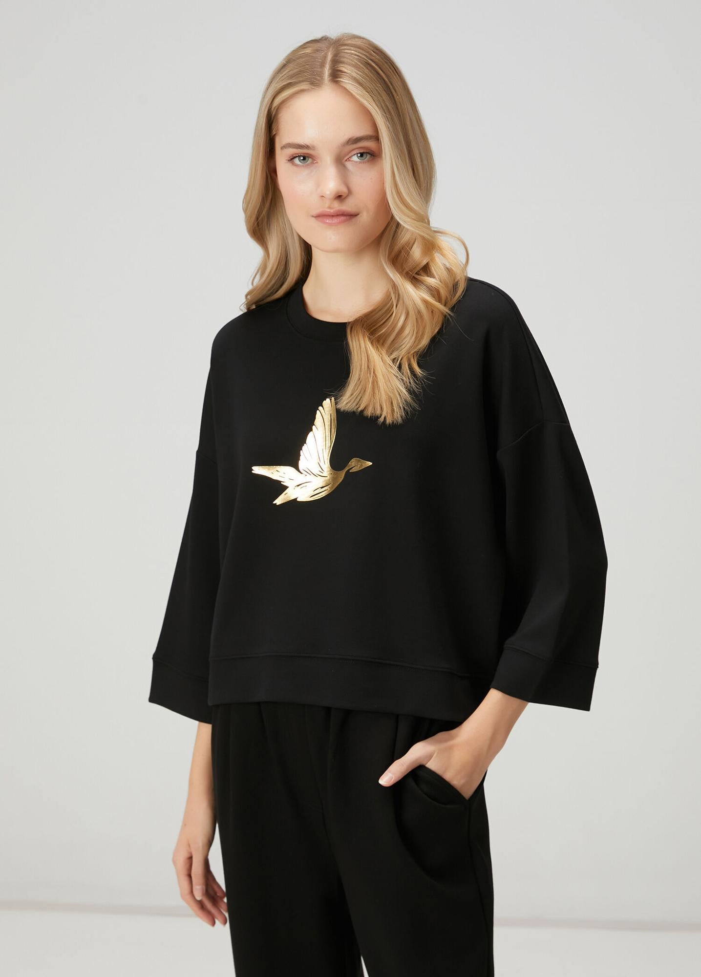 Beymen Club Kadın Siyah Gold Logolu Sweatshirt