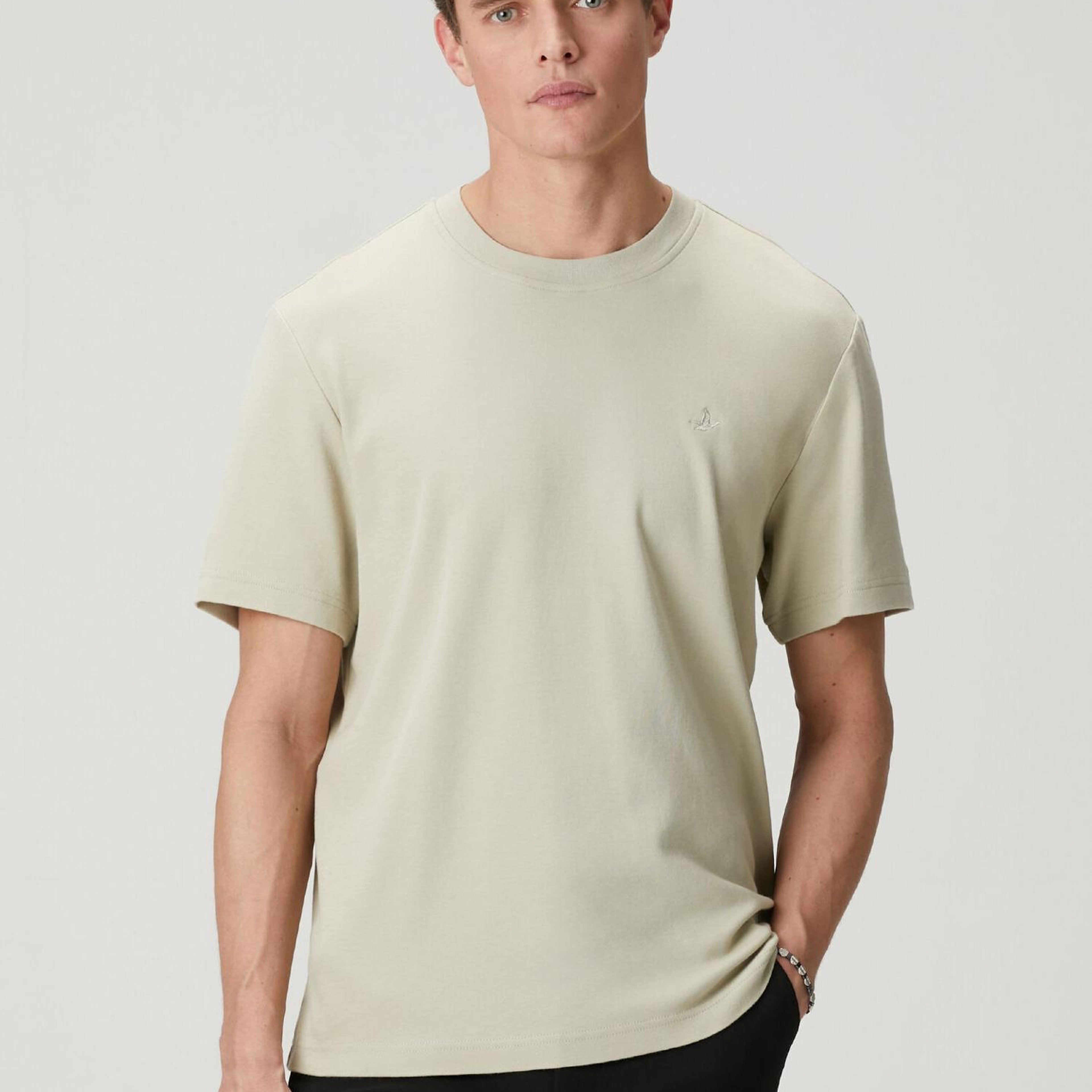 Beymen Club Erkek Çağla Relax Fit Interlock Basic T-shirt