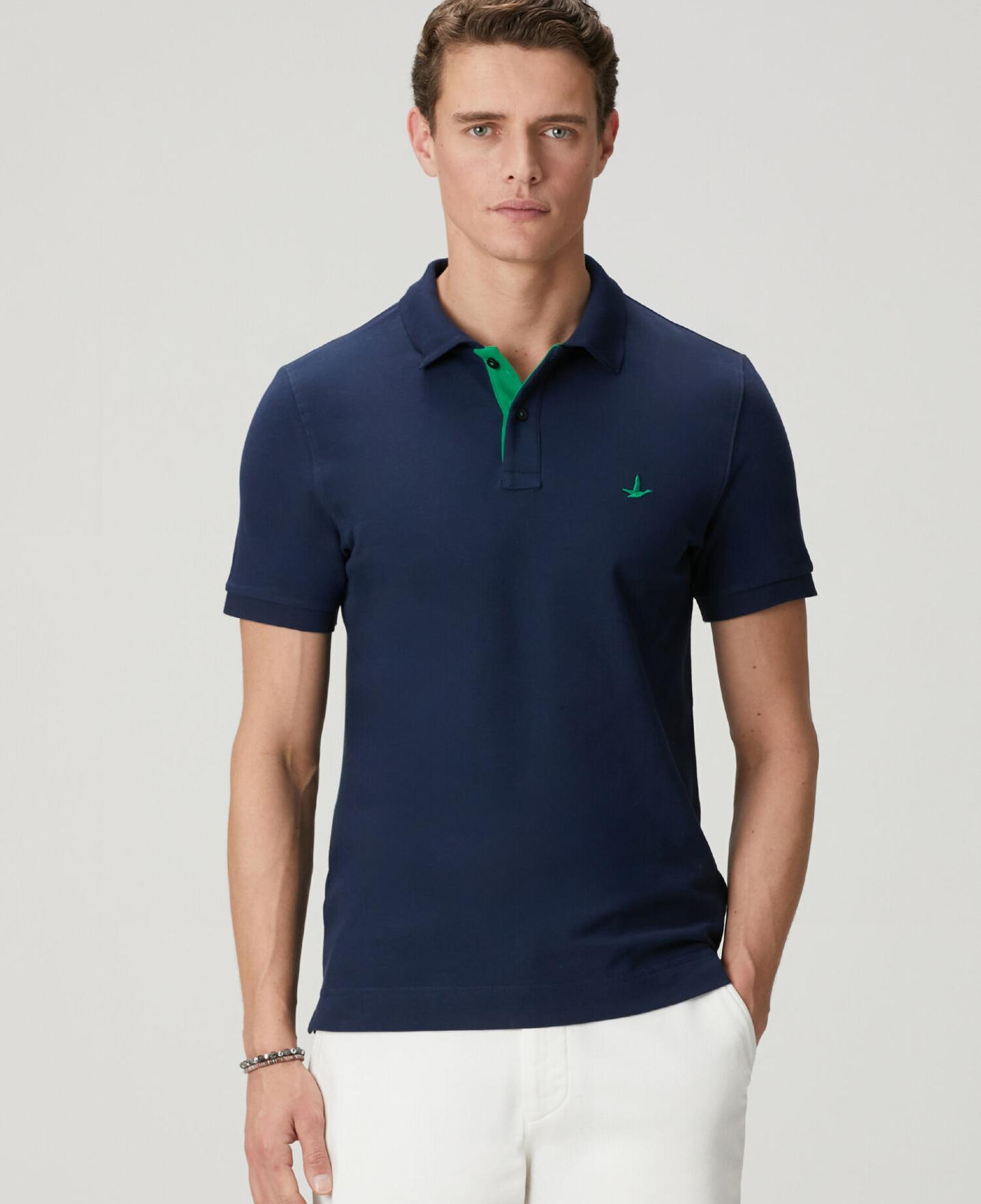 Beymen Club Erkek Lacivert Slim Fit Yaka Altı Baskılı Polo Tshirt