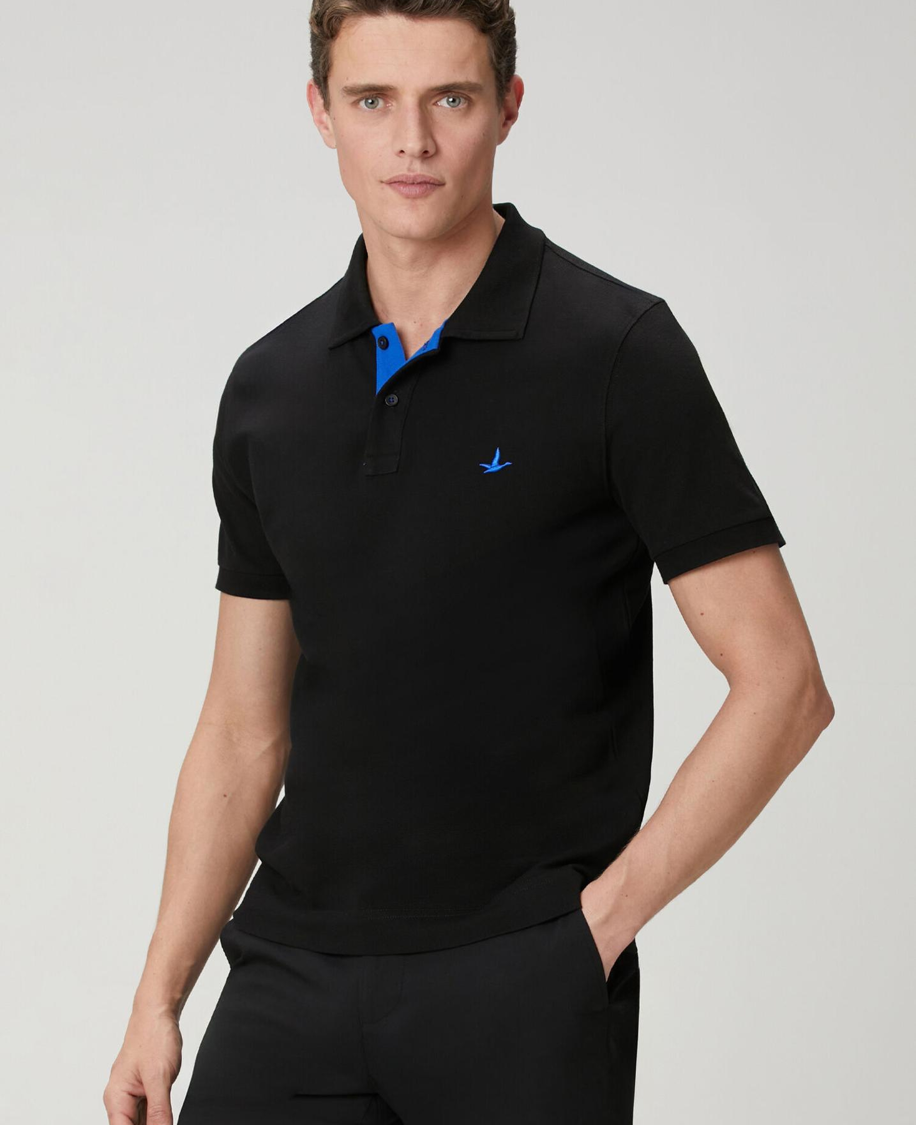 Beymen Club Erkek Slim Fit Siyah Yaka Altı Baskılı Basic Polo Tshirt