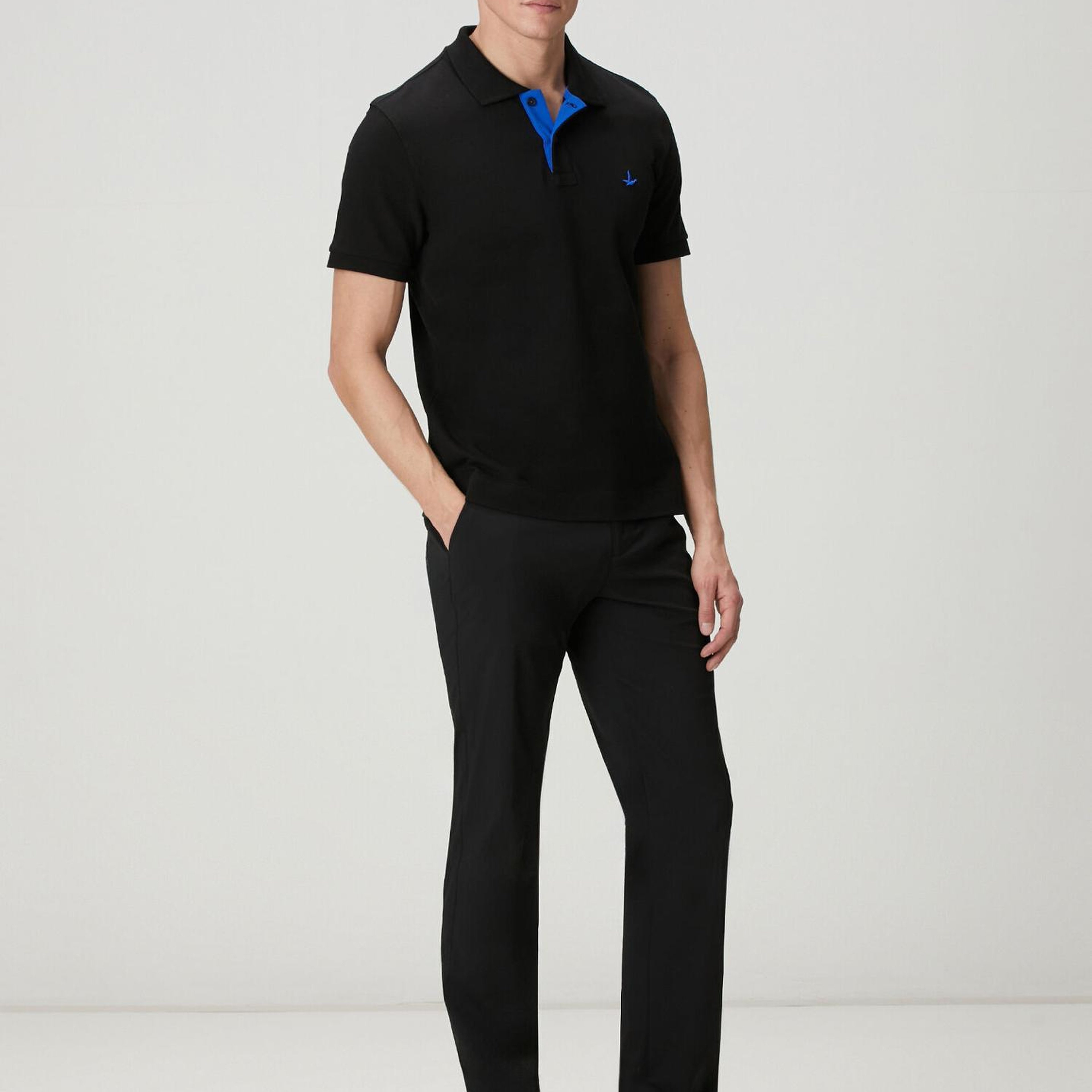 Beymen Club Erkek Slim Fit Siyah Yaka Altı Baskılı Basic Polo Tshirt