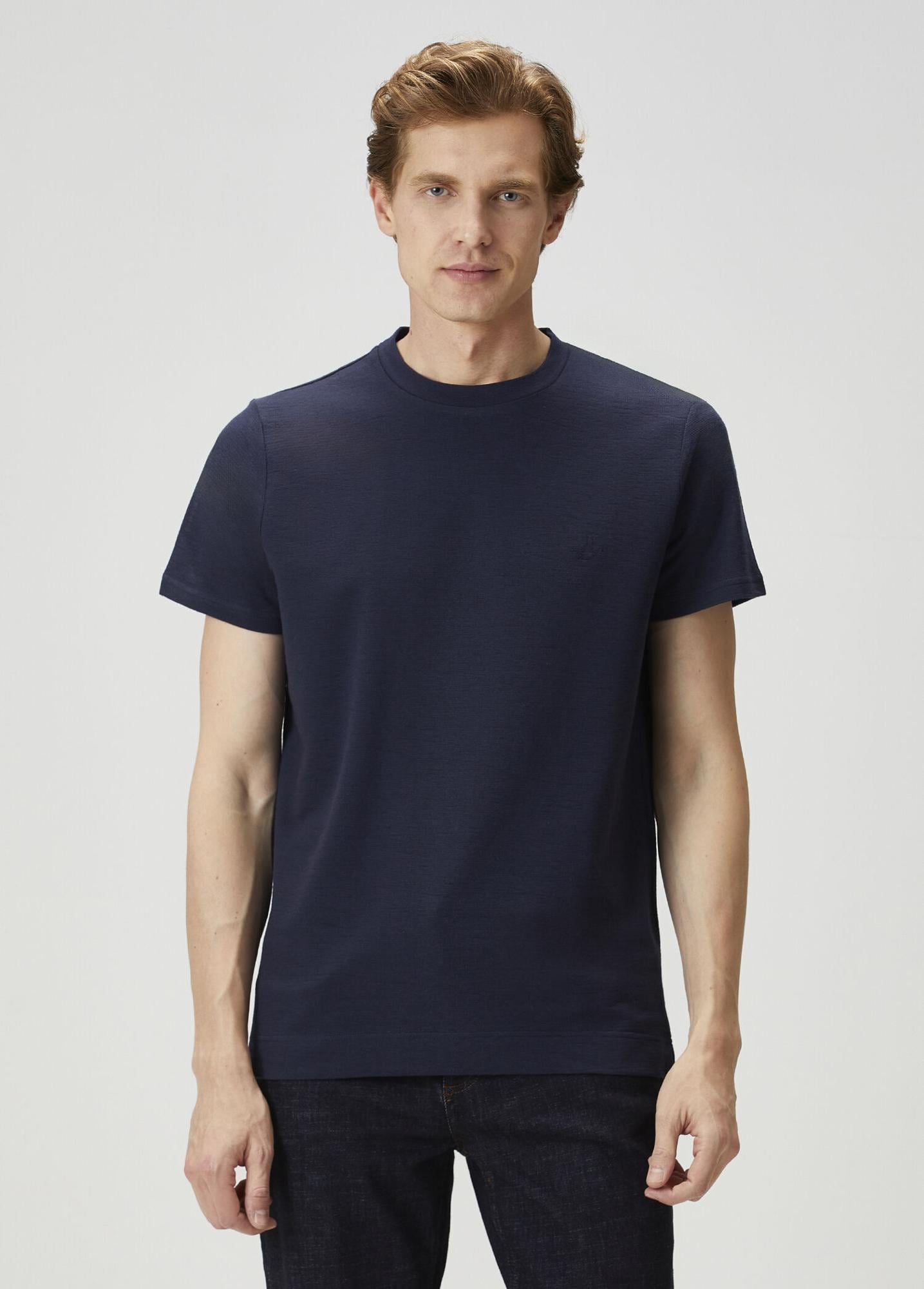 Beymen Club Erkek Relax Fit Lacivert Flam Görünümlü T-shirt