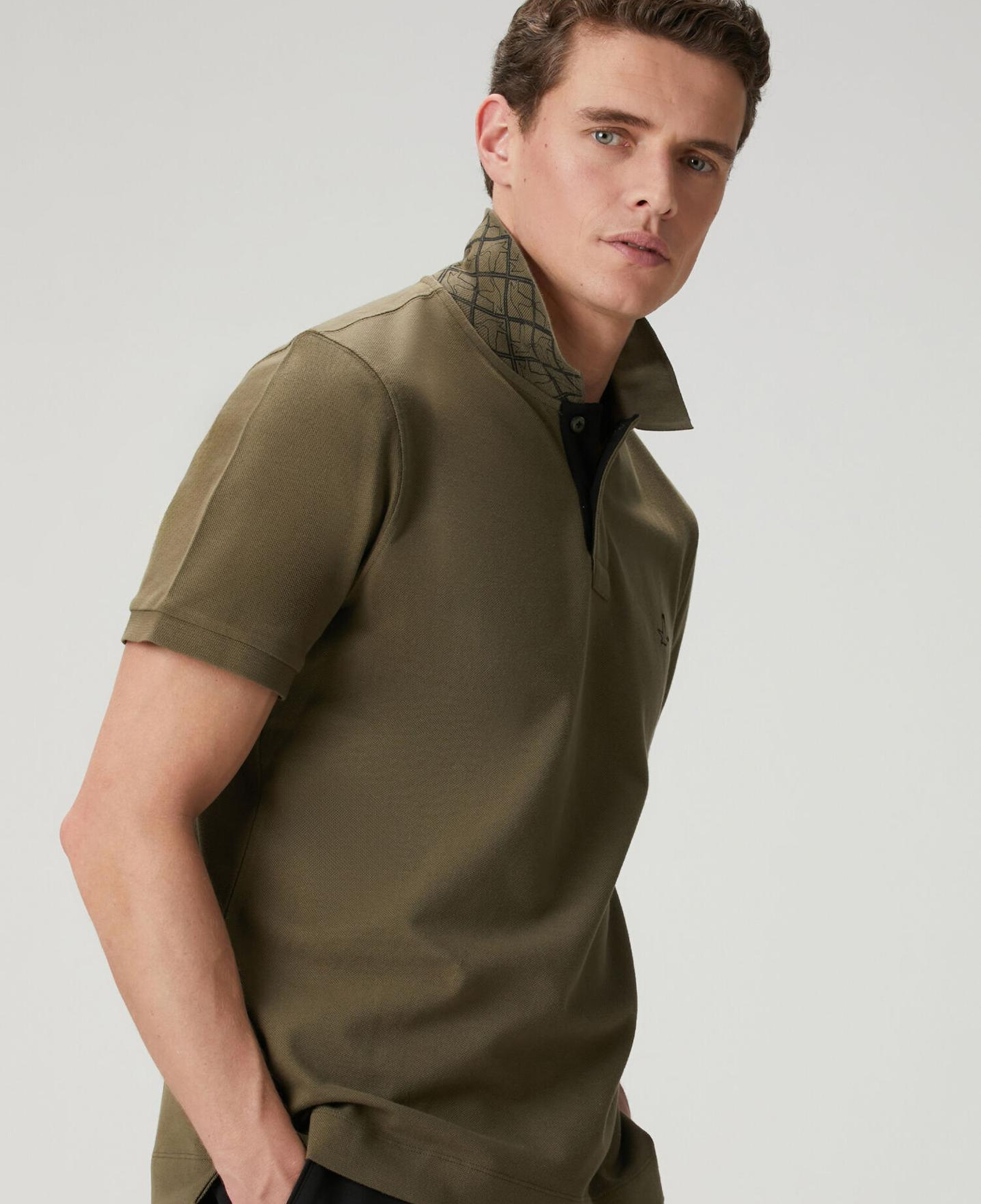 Beymen Club Erkek Haki Comfort Fit Yaka Altı Baskılı Polo T-shirt