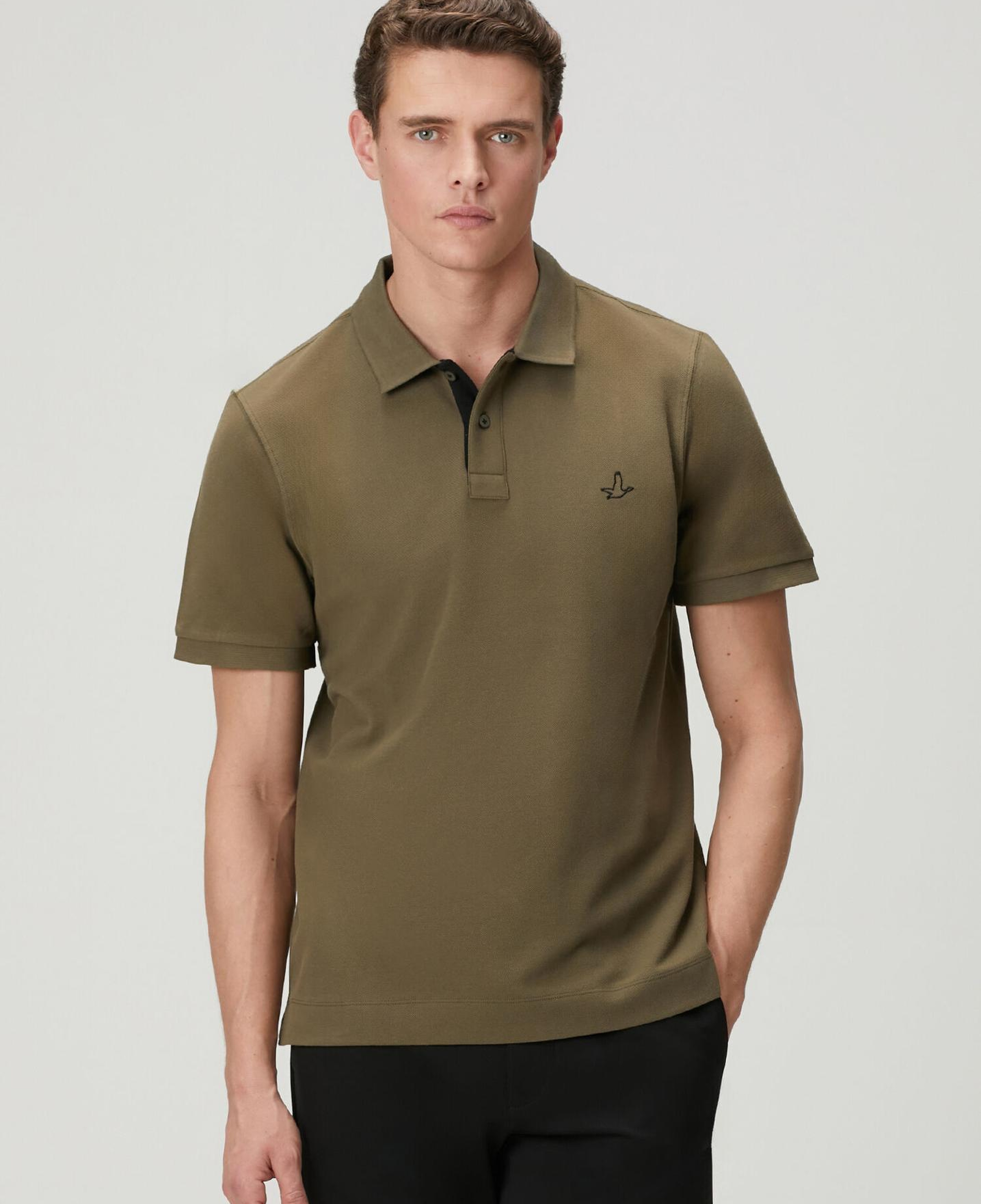 Beymen Club Erkek Haki Comfort Fit Yaka Altı Baskılı Polo T-shirt