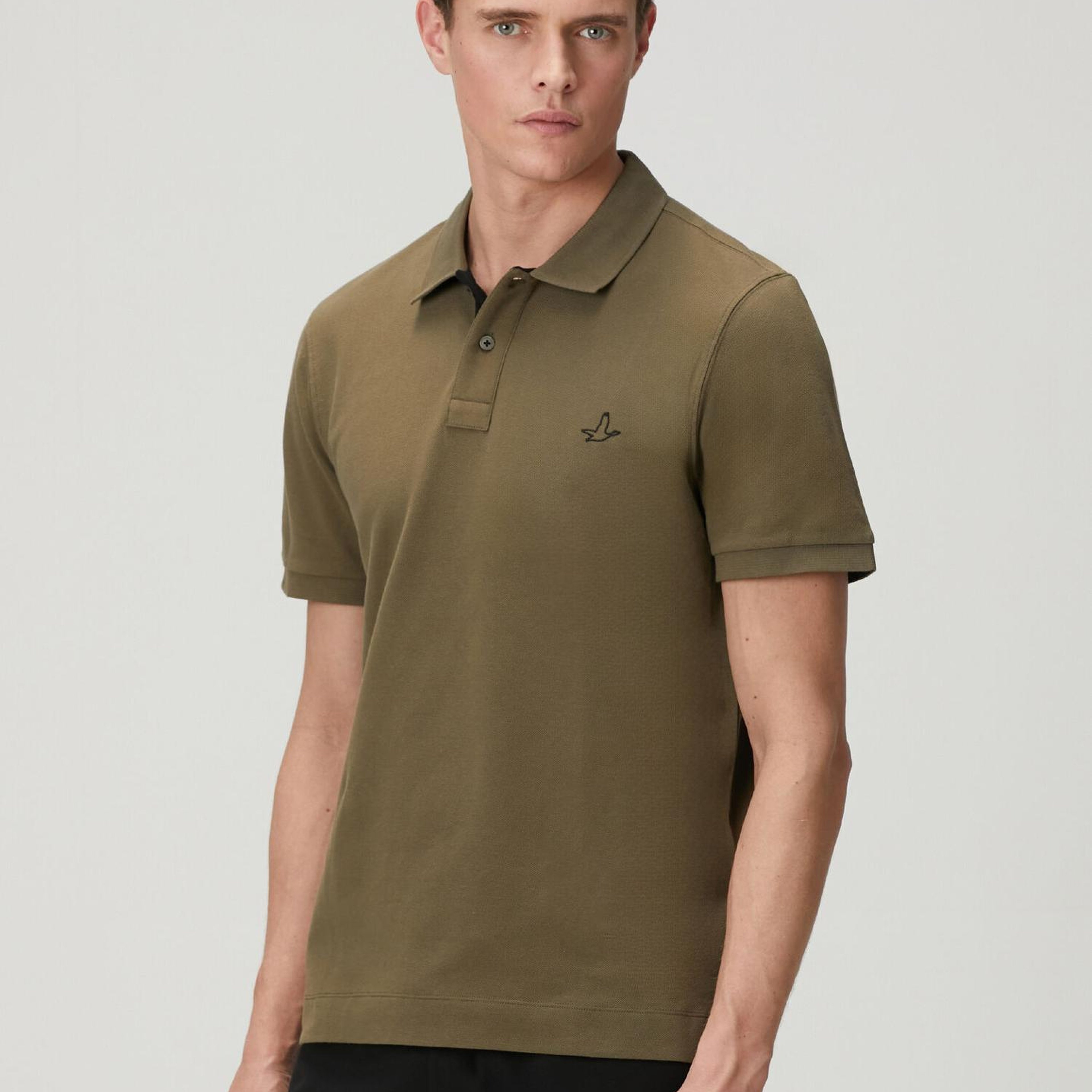Beymen Club Erkek Haki Comfort Fit Yaka Altı Baskılı Polo T-shirt