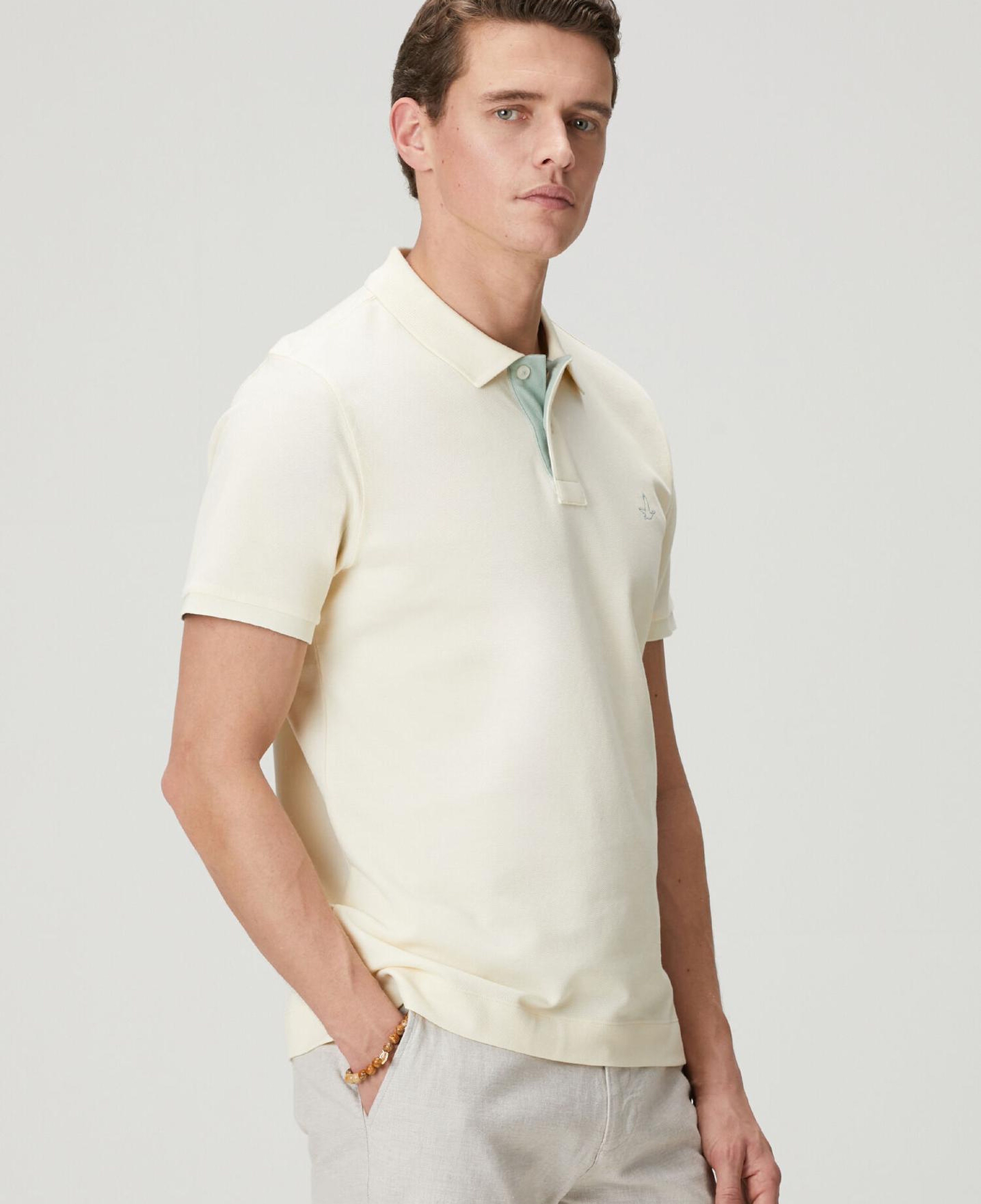 Beymen Club Erkek Krem Comfort Fit Yaka Altı Baskılı Polo T-shirt