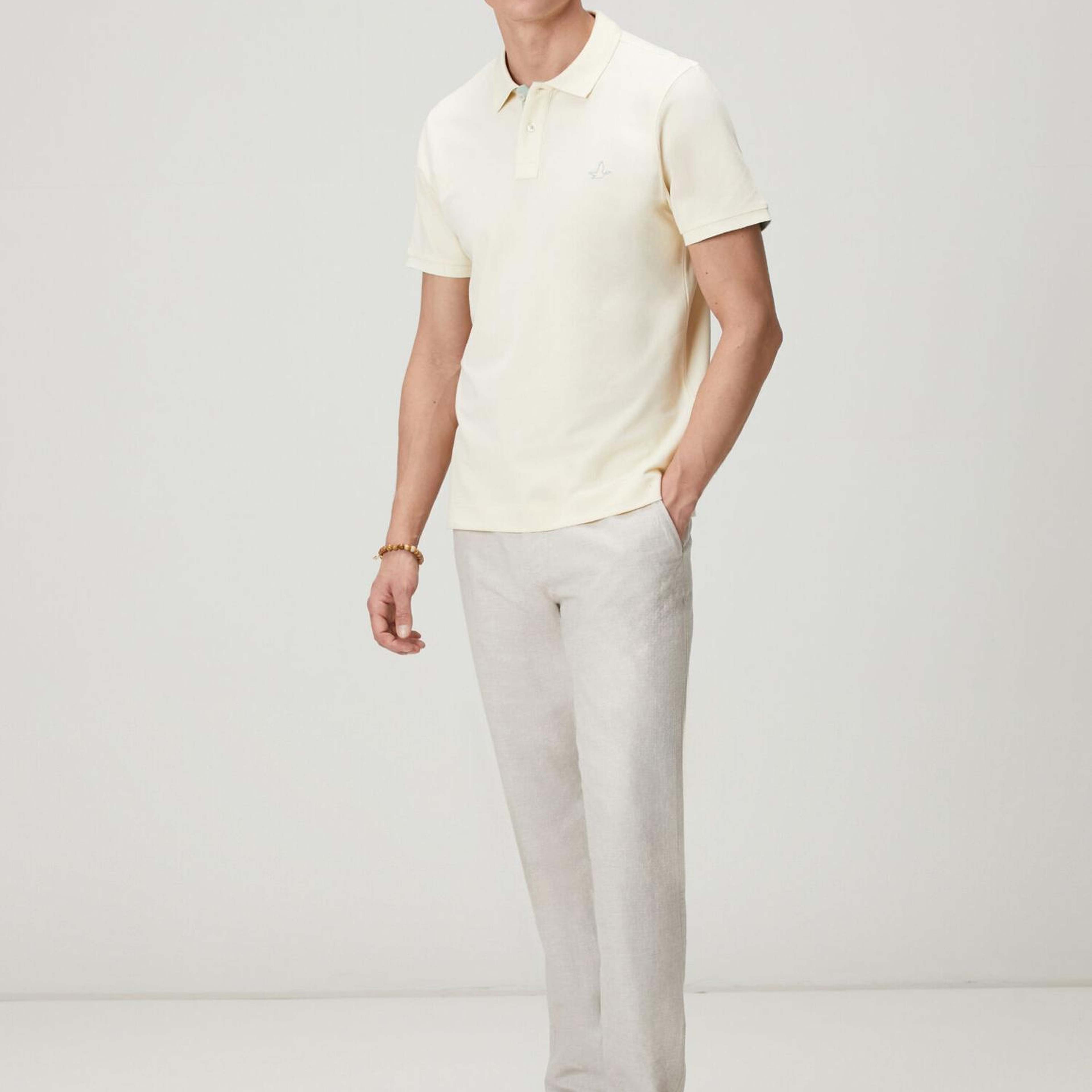 Beymen Club Erkek Krem Comfort Fit Yaka Altı Baskılı Polo T-shirt