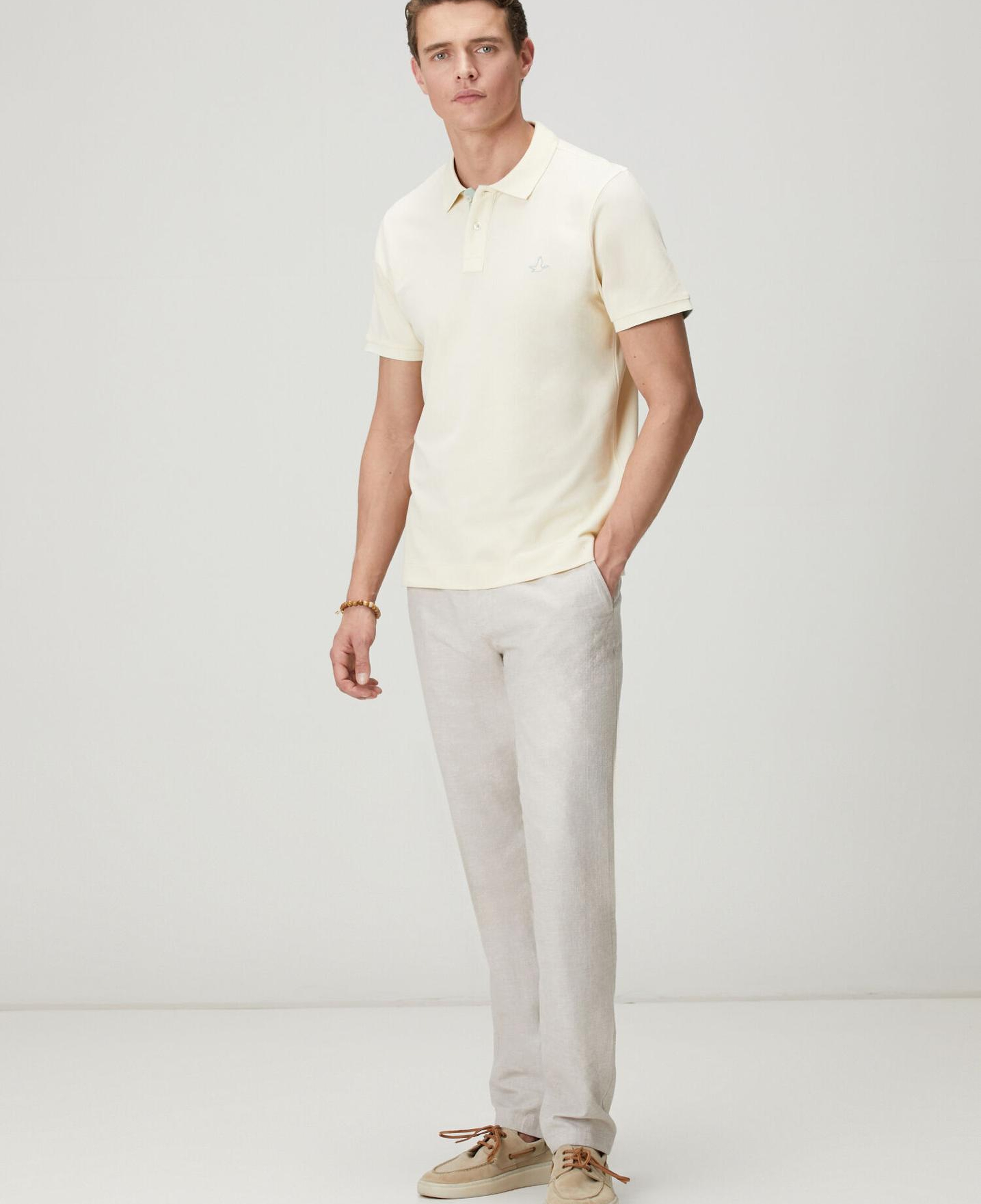 Beymen Club Erkek Krem Comfort Fit Yaka Altı Baskılı Polo T-shirt