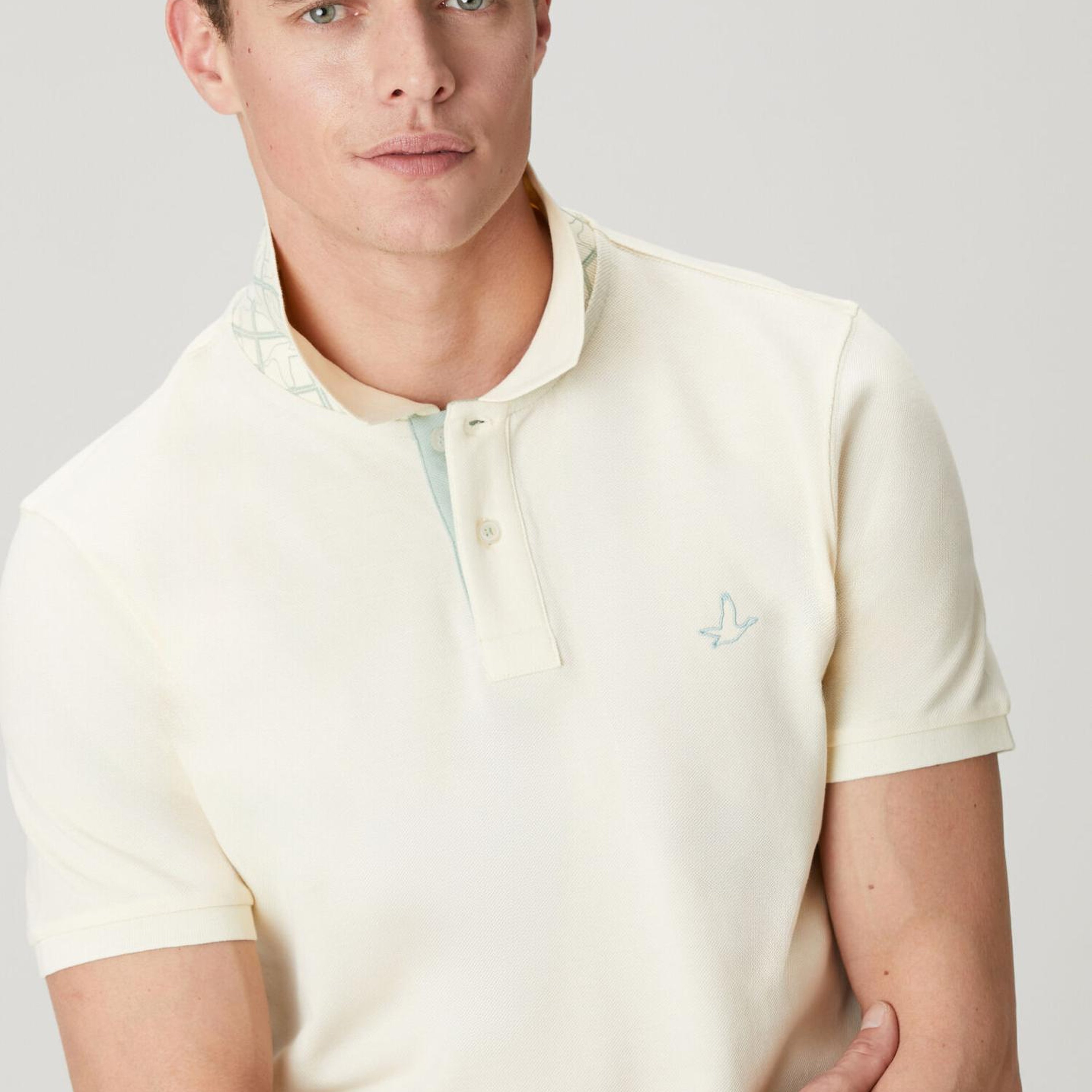 Beymen Club Erkek Krem Comfort Fit Yaka Altı Baskılı Polo T-shirt