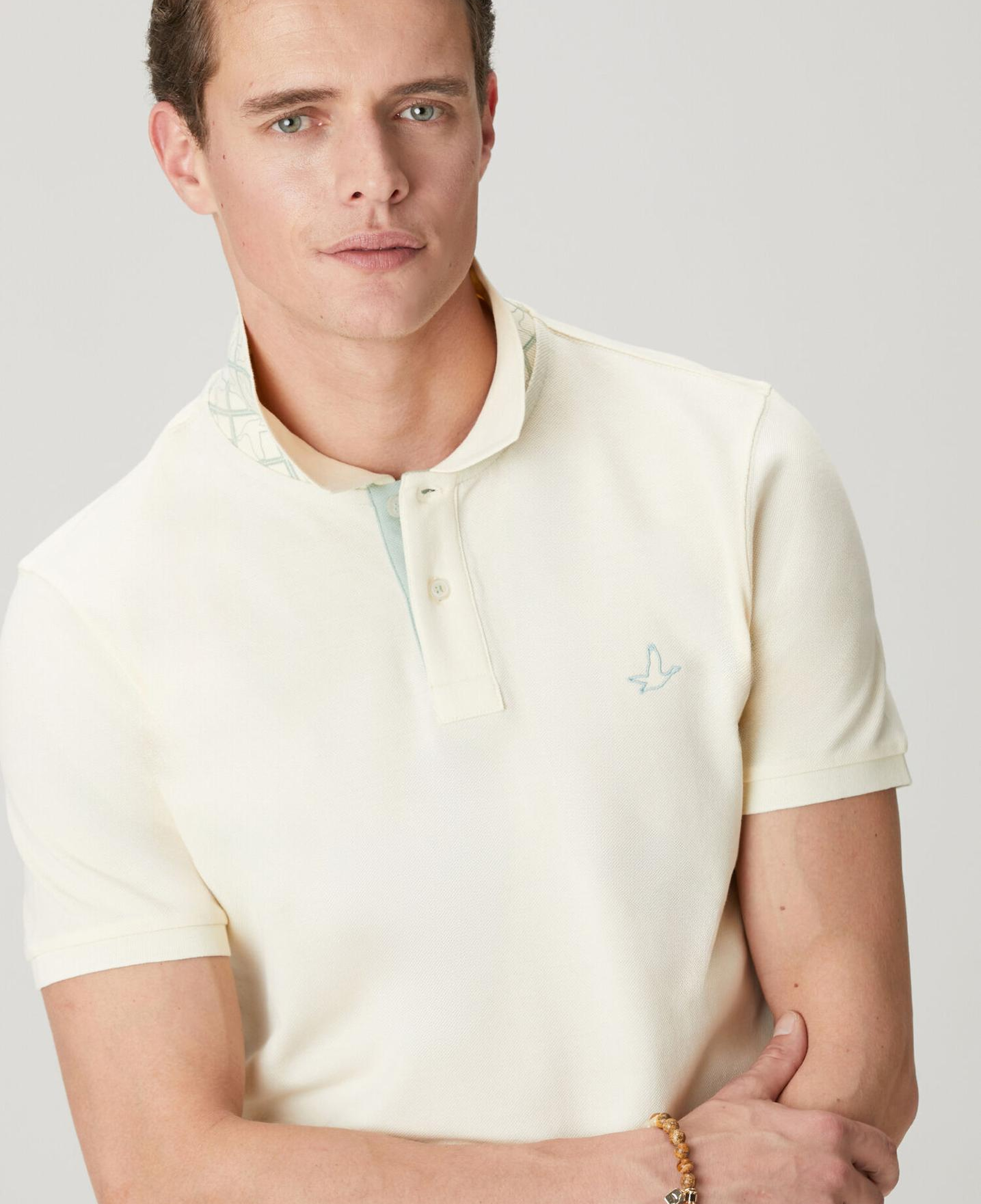 Beymen Club Erkek Krem Comfort Fit Yaka Altı Baskılı Polo T-shirt