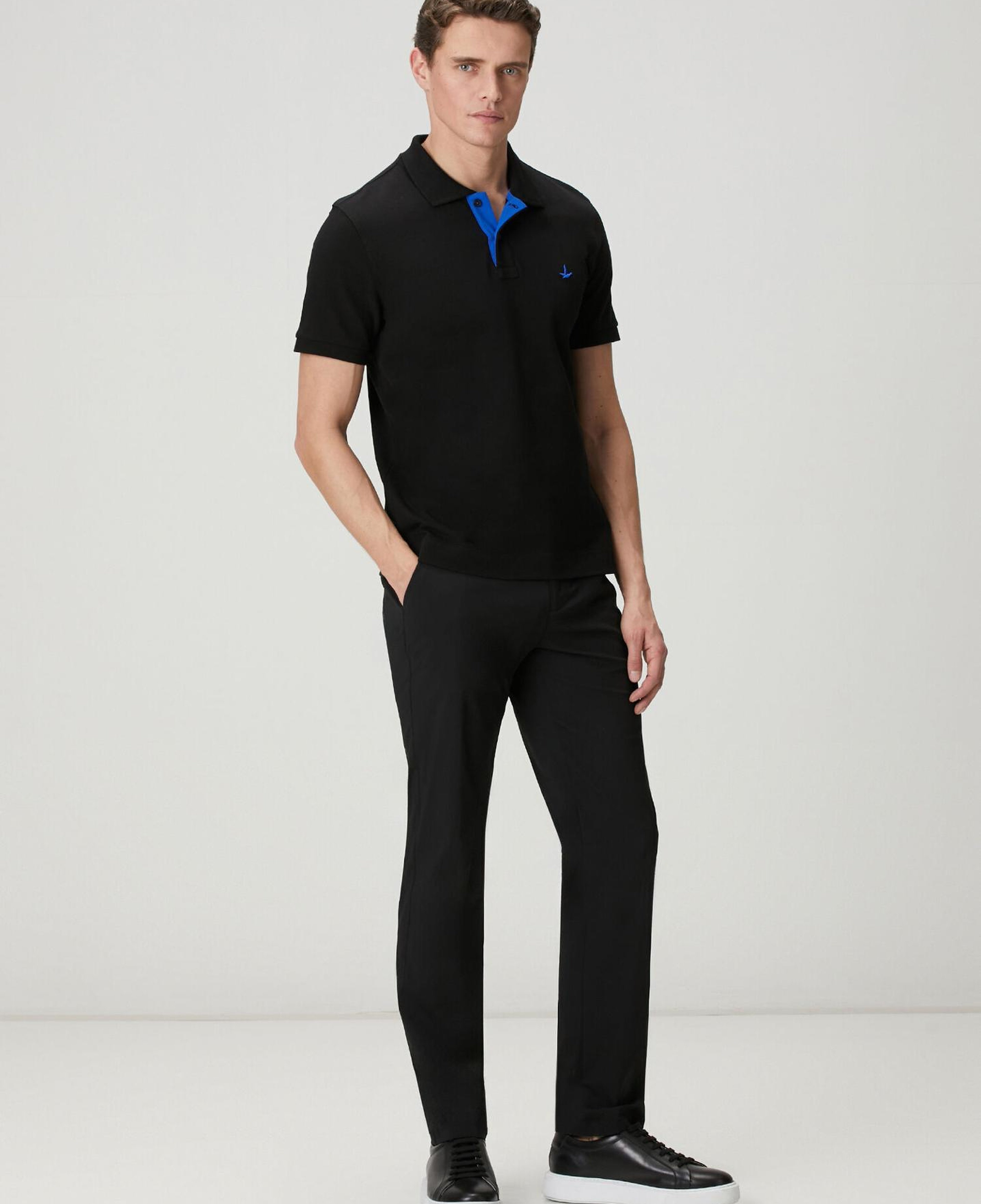 Beymen Club Erkek Slim Fit Siyah Yaka Altı Baskılı Basic Polo Tshirt