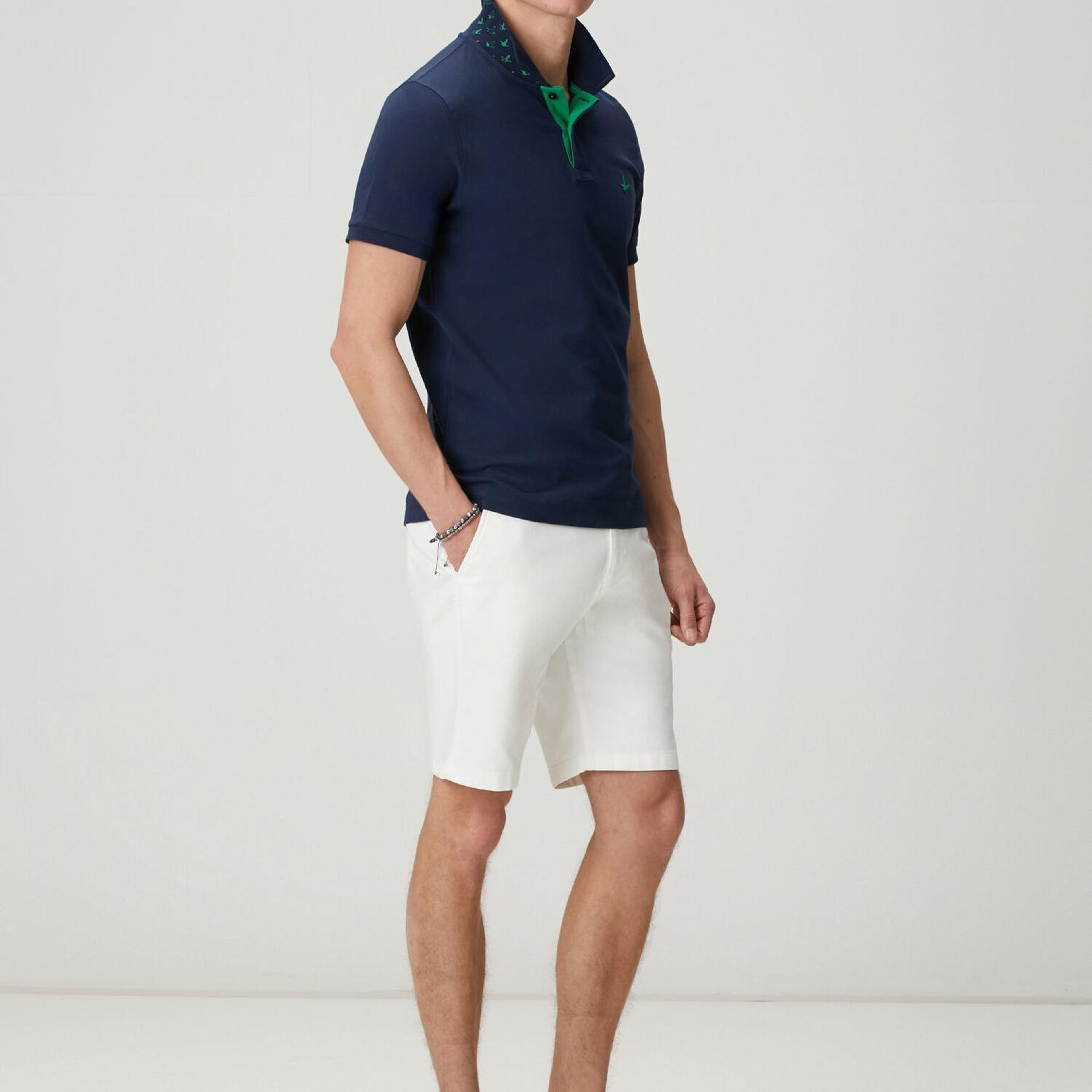 Beymen Club Erkek Lacivert Slim Fit Yaka Altı Baskılı Polo Tshirt