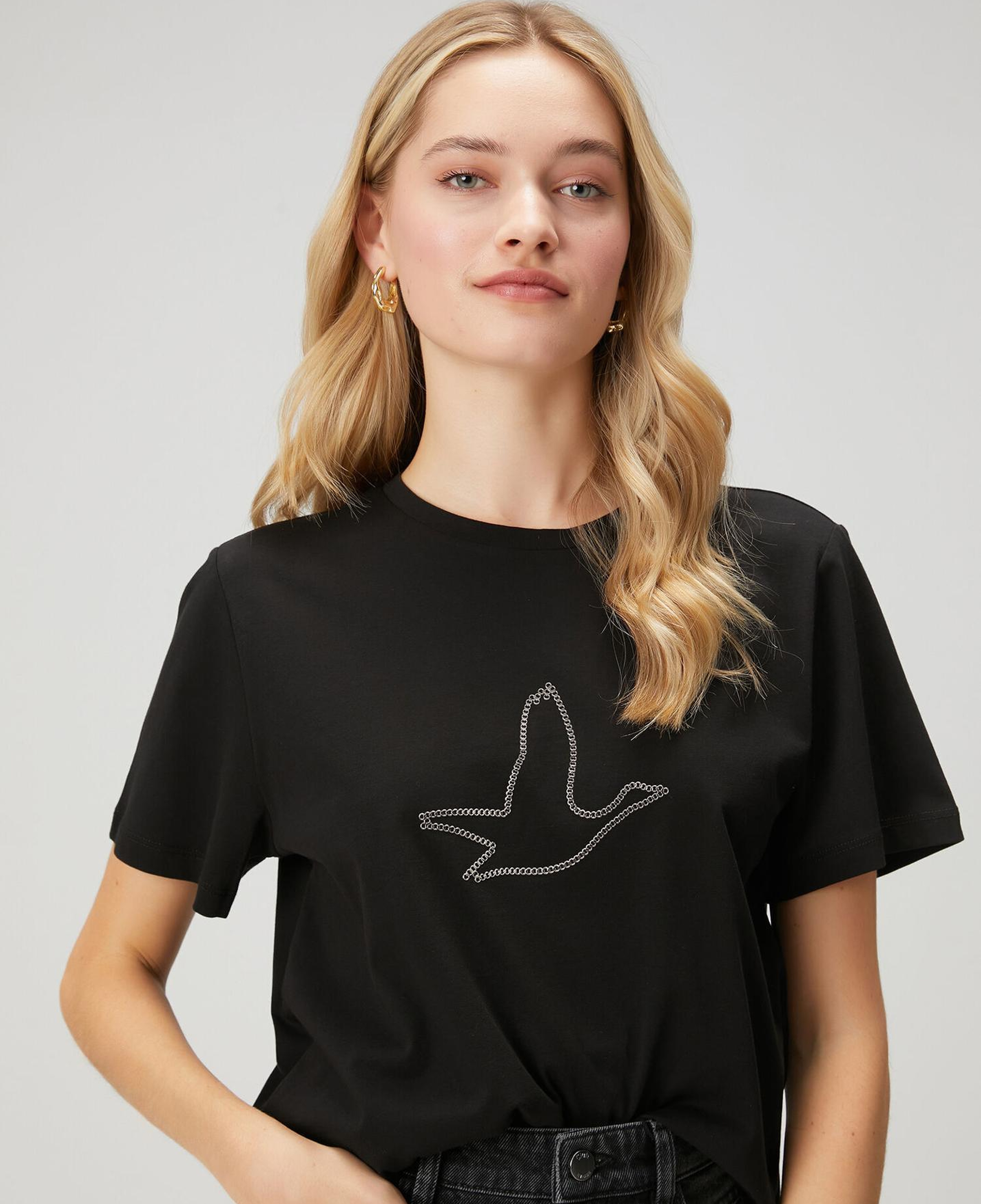 Beymen Club Kadın Siyah Zincir Logolu T-shirt