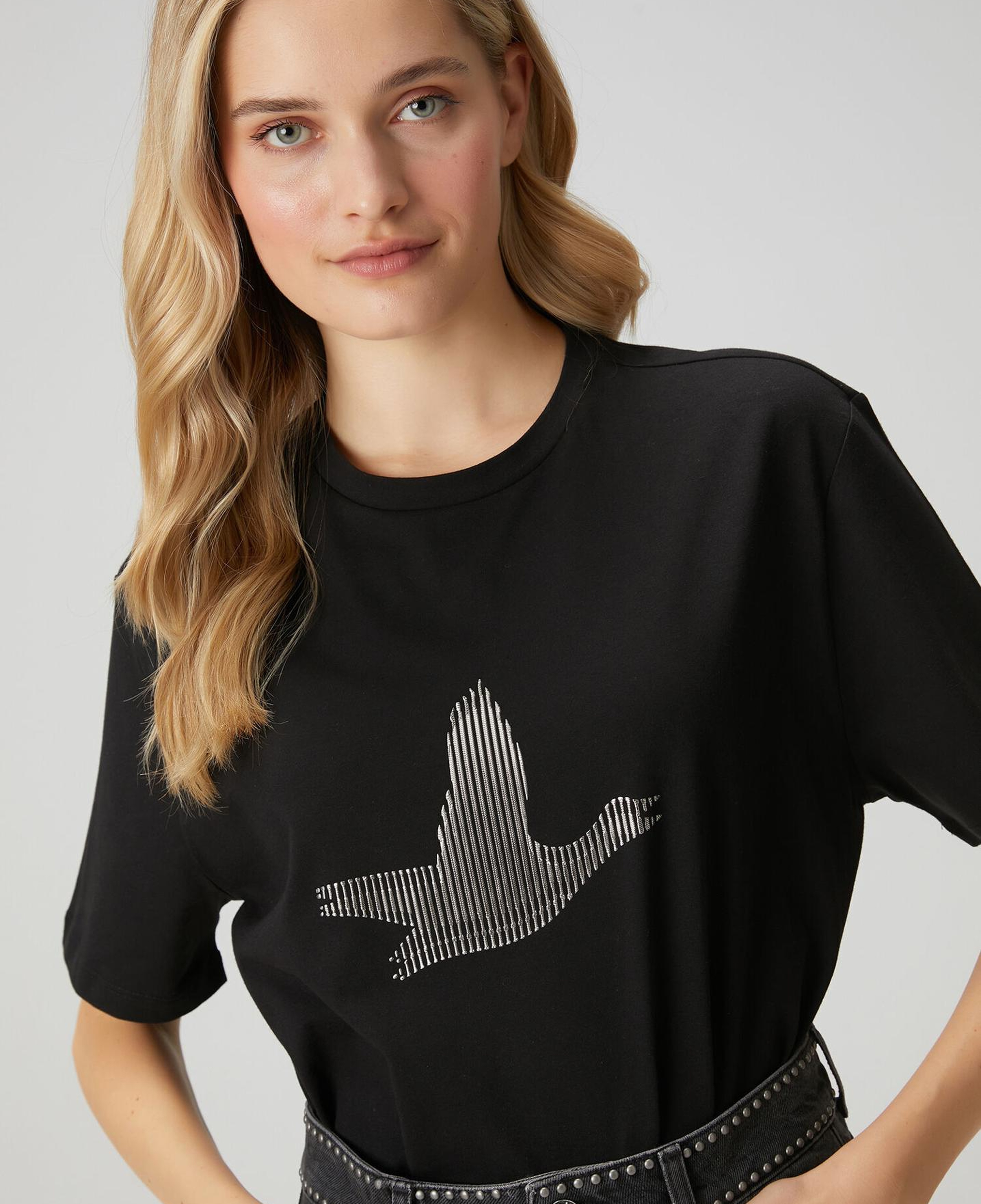 Beymen Club Kadın Siyah Çizgili Logolu T-shirt