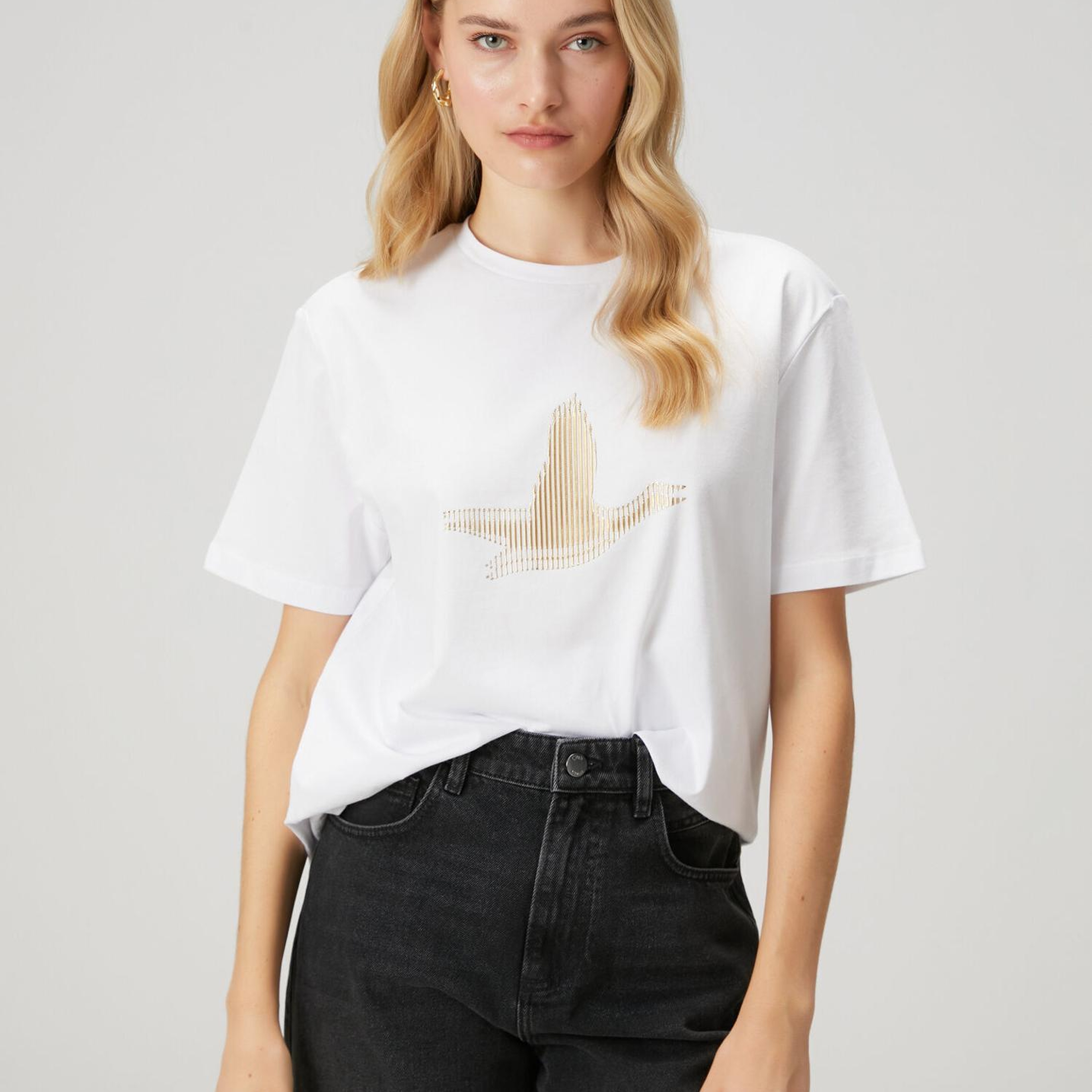 Beymen Club Kadın Beyaz Çizgili Logolu T-shirt