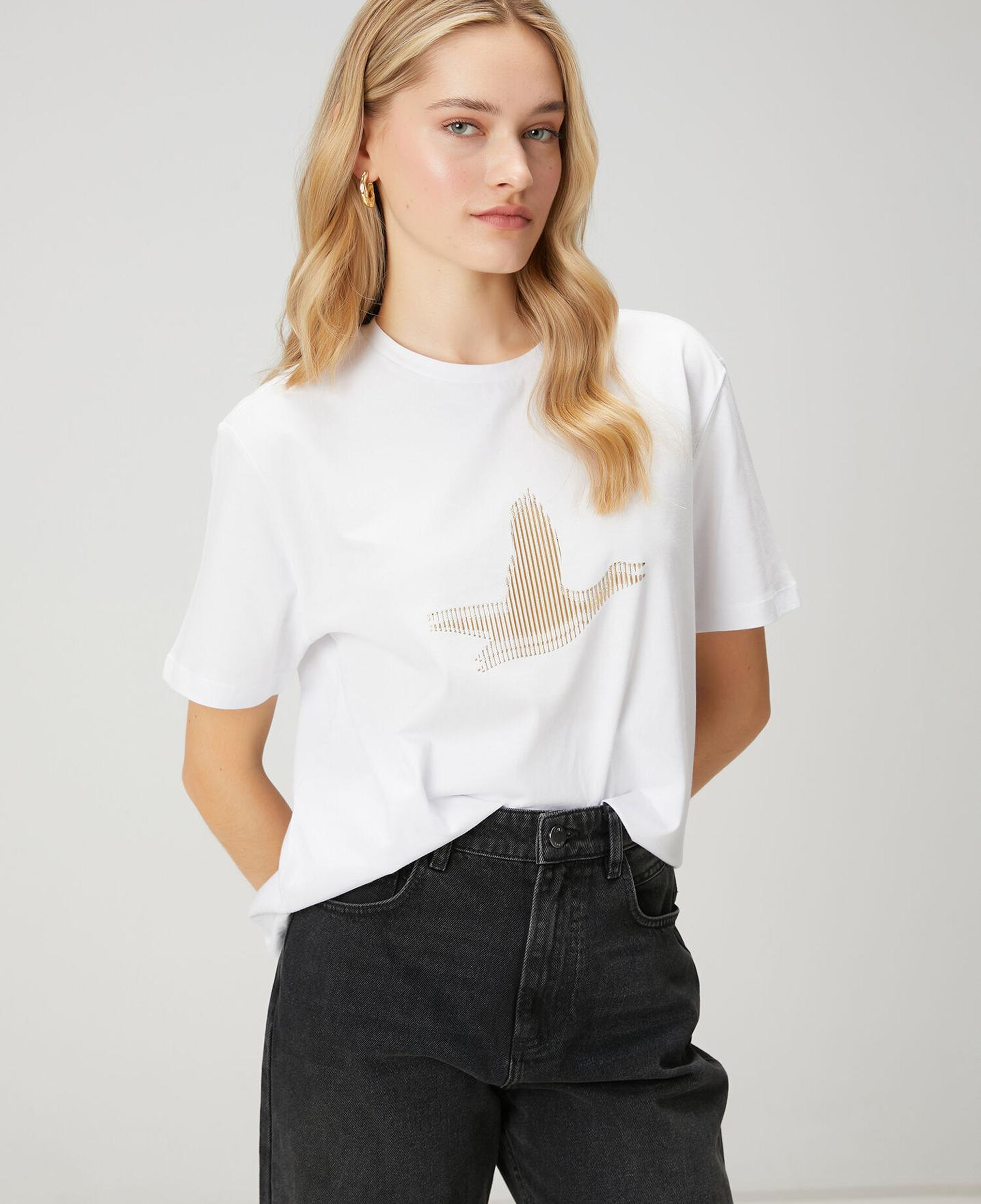 Beymen Club Kadın Beyaz Çizgili Logolu T-shirt