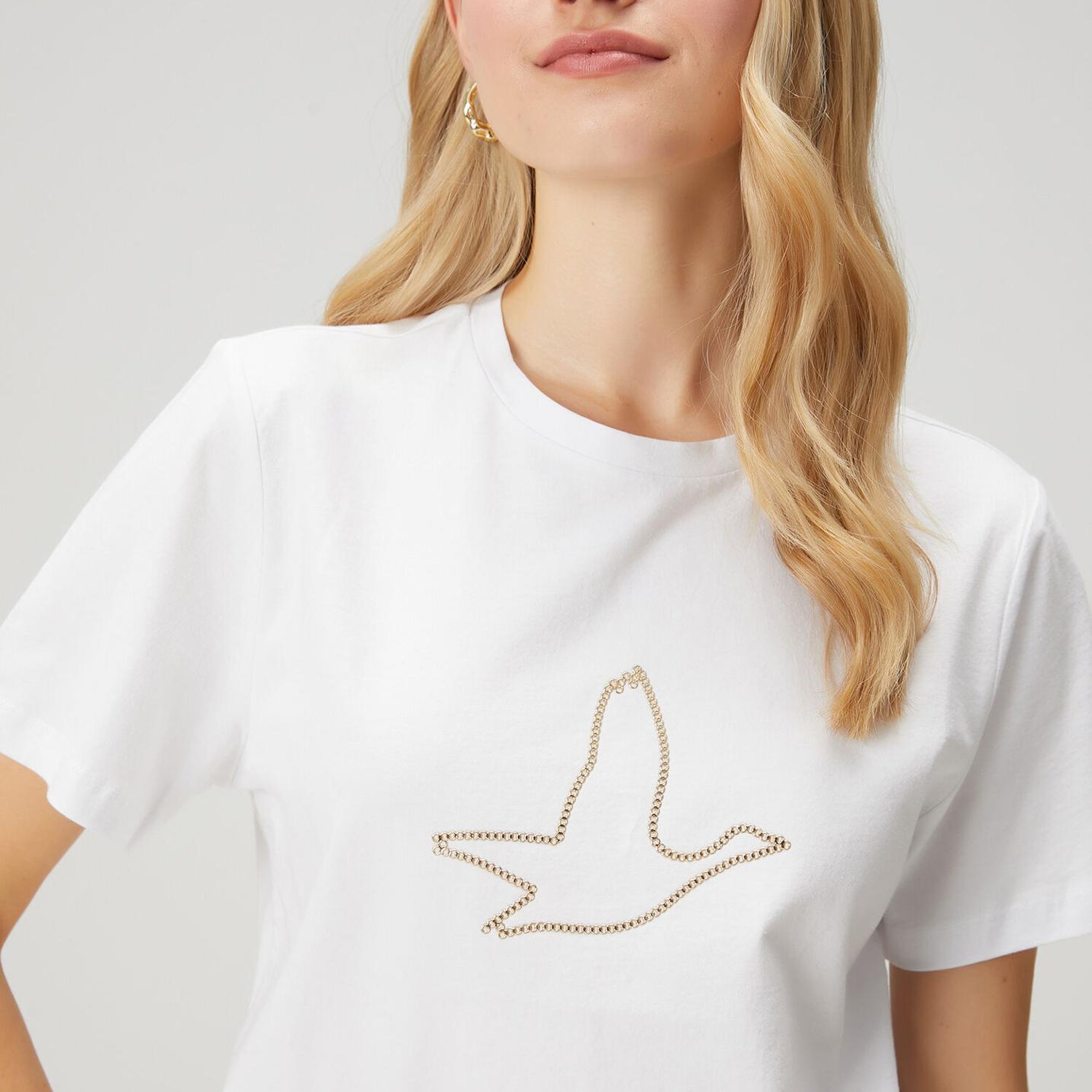 Beymen Club Kadın Beyaz Zincir Logolu T-shirt