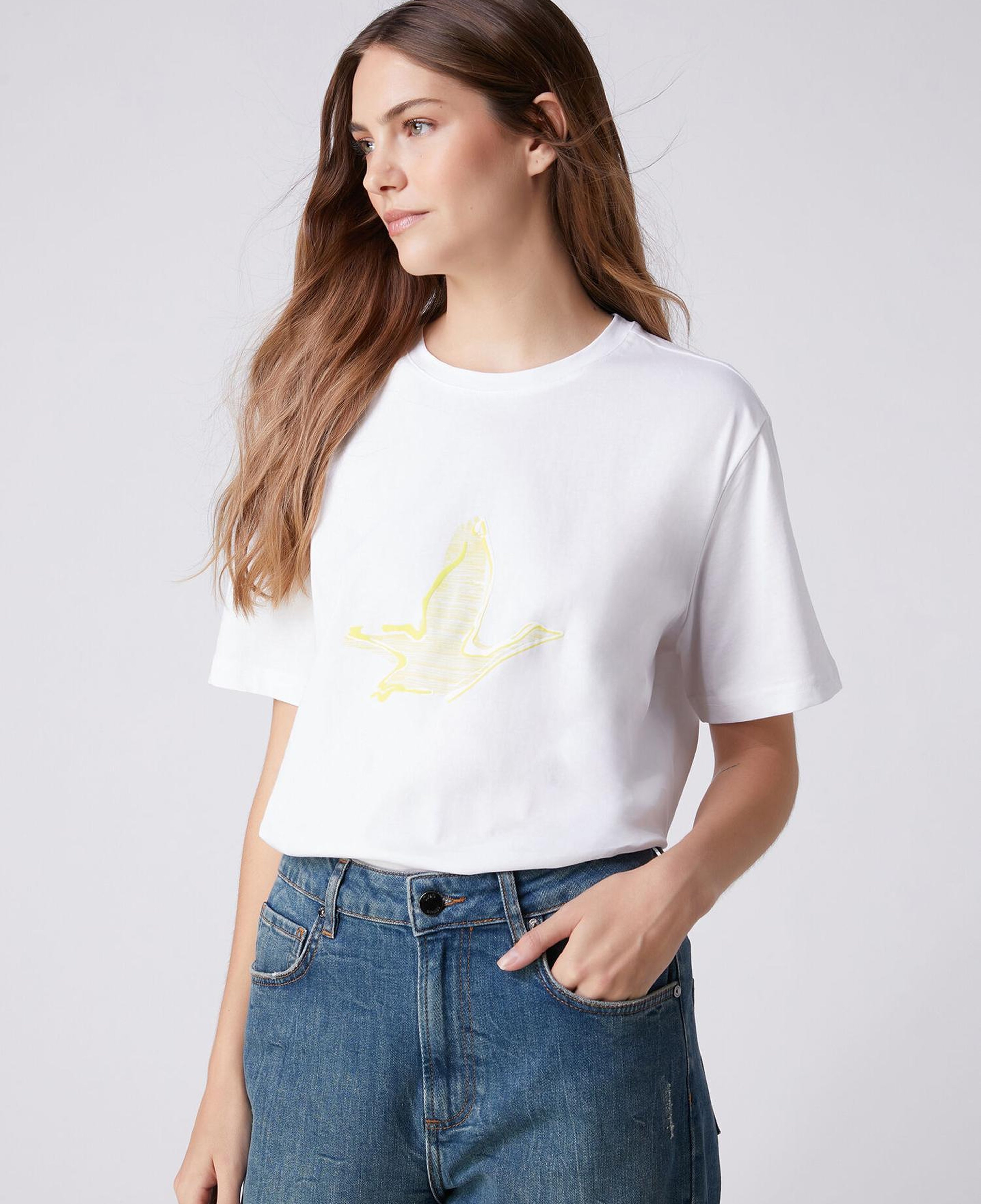 Beymen Club Kadın Kırık Beyaz Sarı Logolu T-shirt