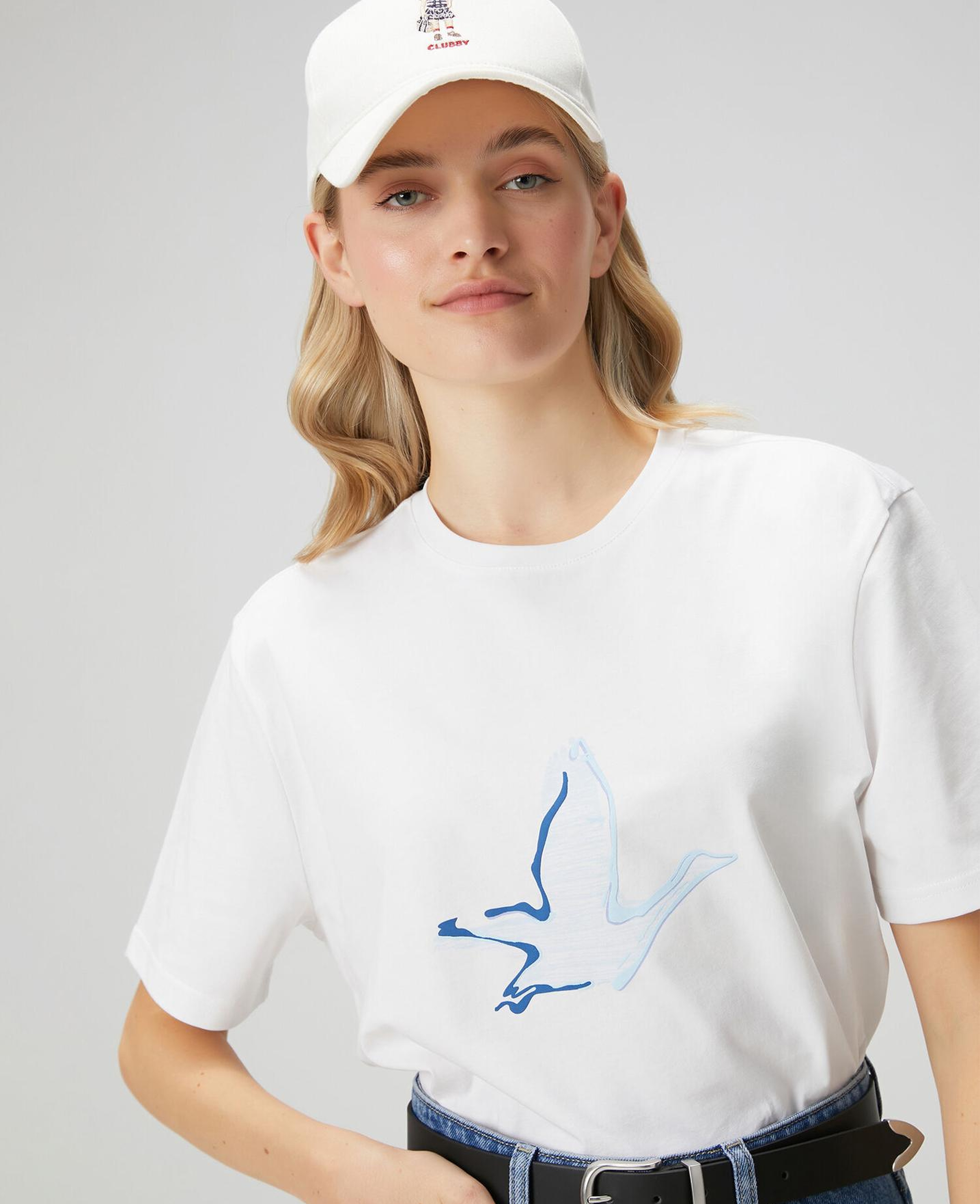 Beymen Club Kadın Kırık Beyaz Mavi Logolu T-shirt