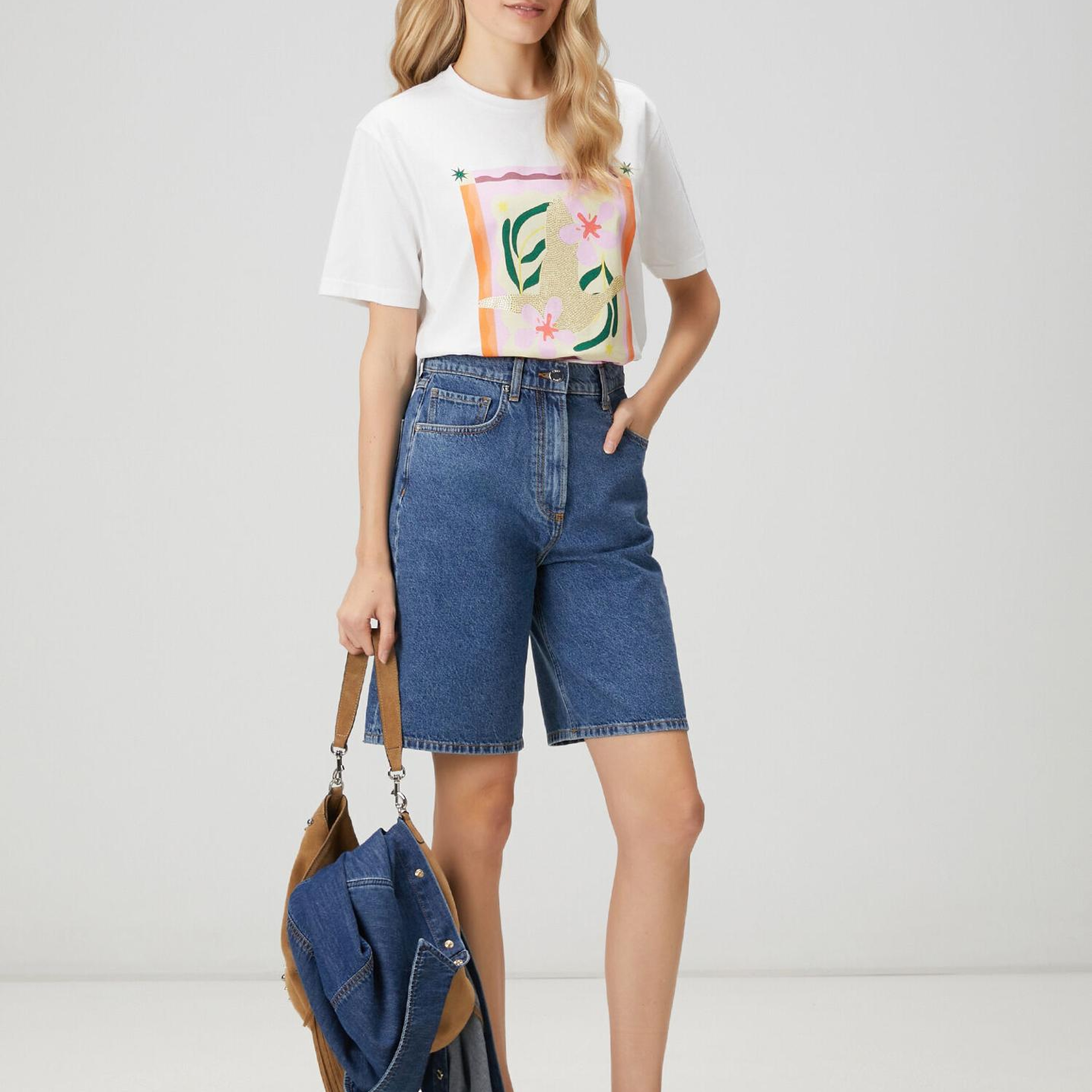 Beymen Club Kadın Kırık Beyaz Hotfix Logolu T-shirt