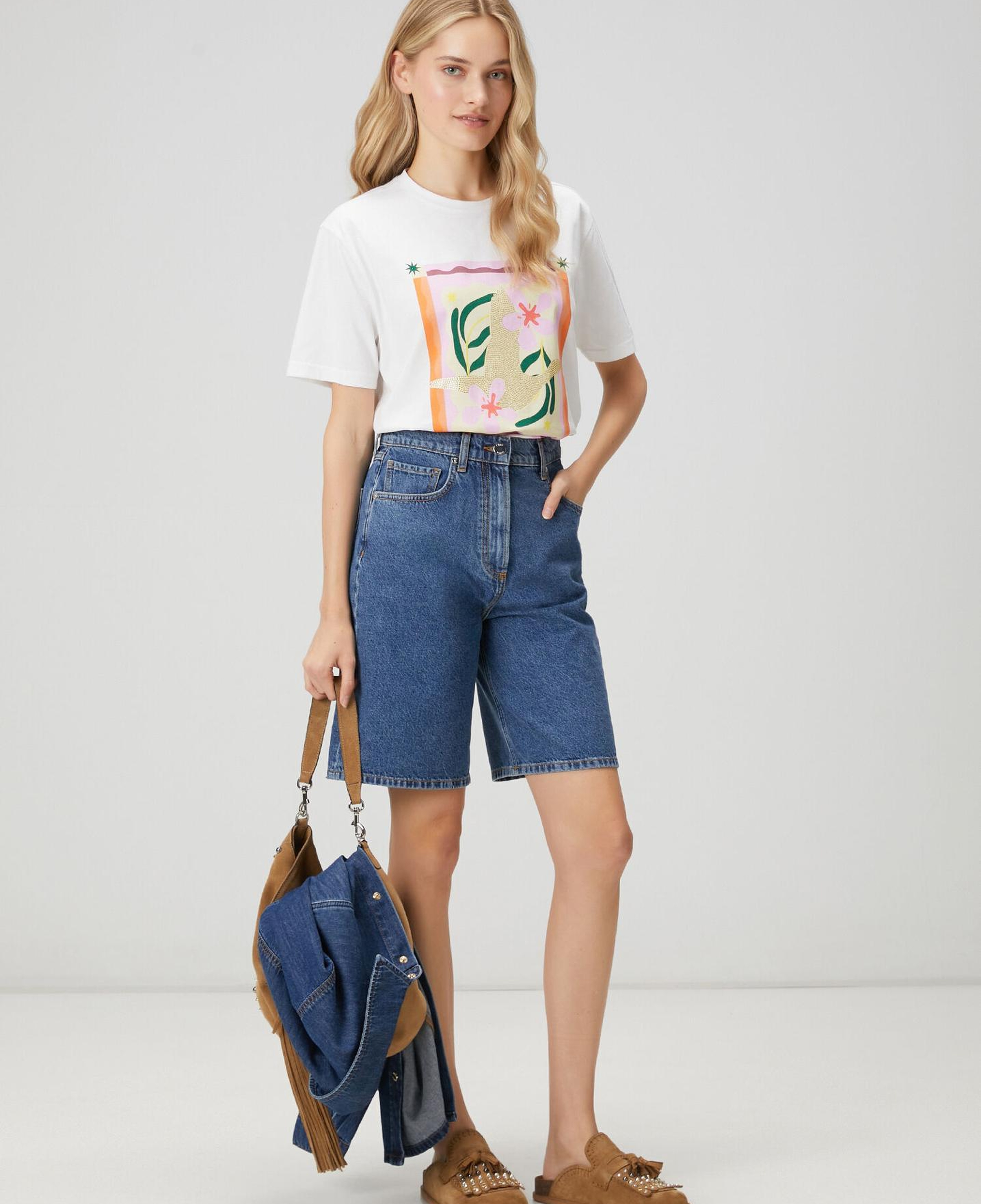 Beymen Club Kadın Kırık Beyaz Hotfix Logolu T-shirt