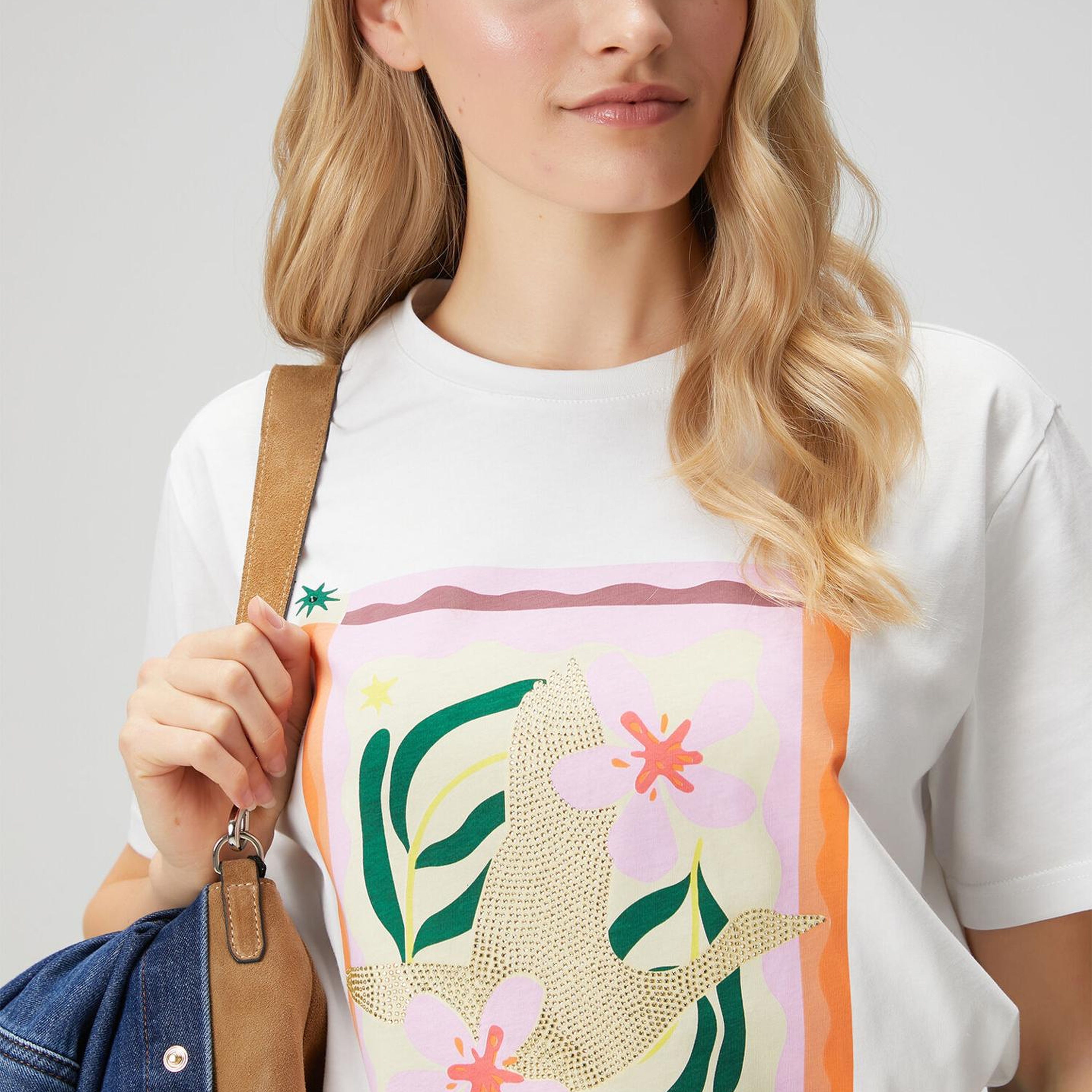 Beymen Club Kadın Kırık Beyaz Hotfix Logolu T-shirt