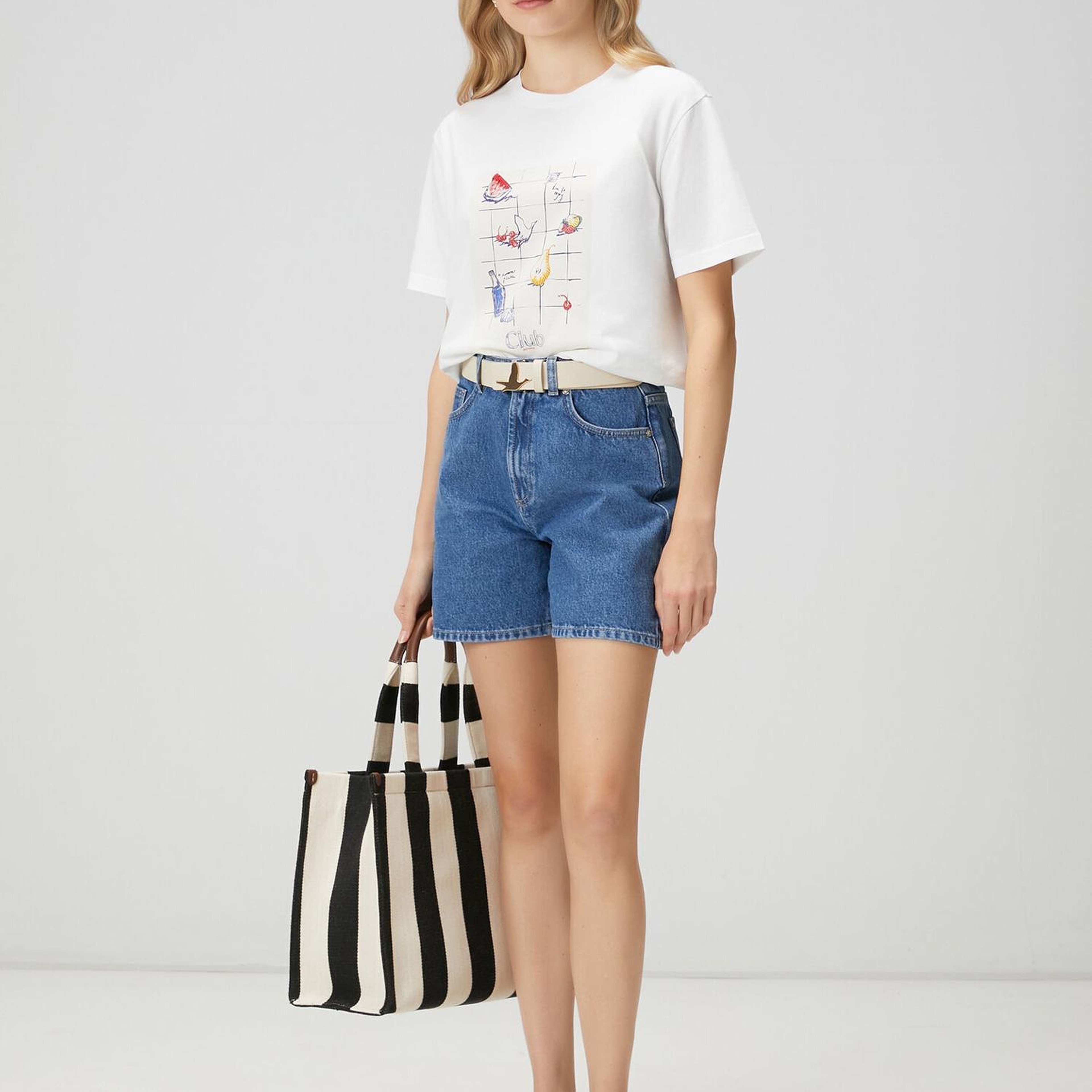 Beymen Club Kadın Kırık Beyaz Meyve Baskılı Oversize T-shirt