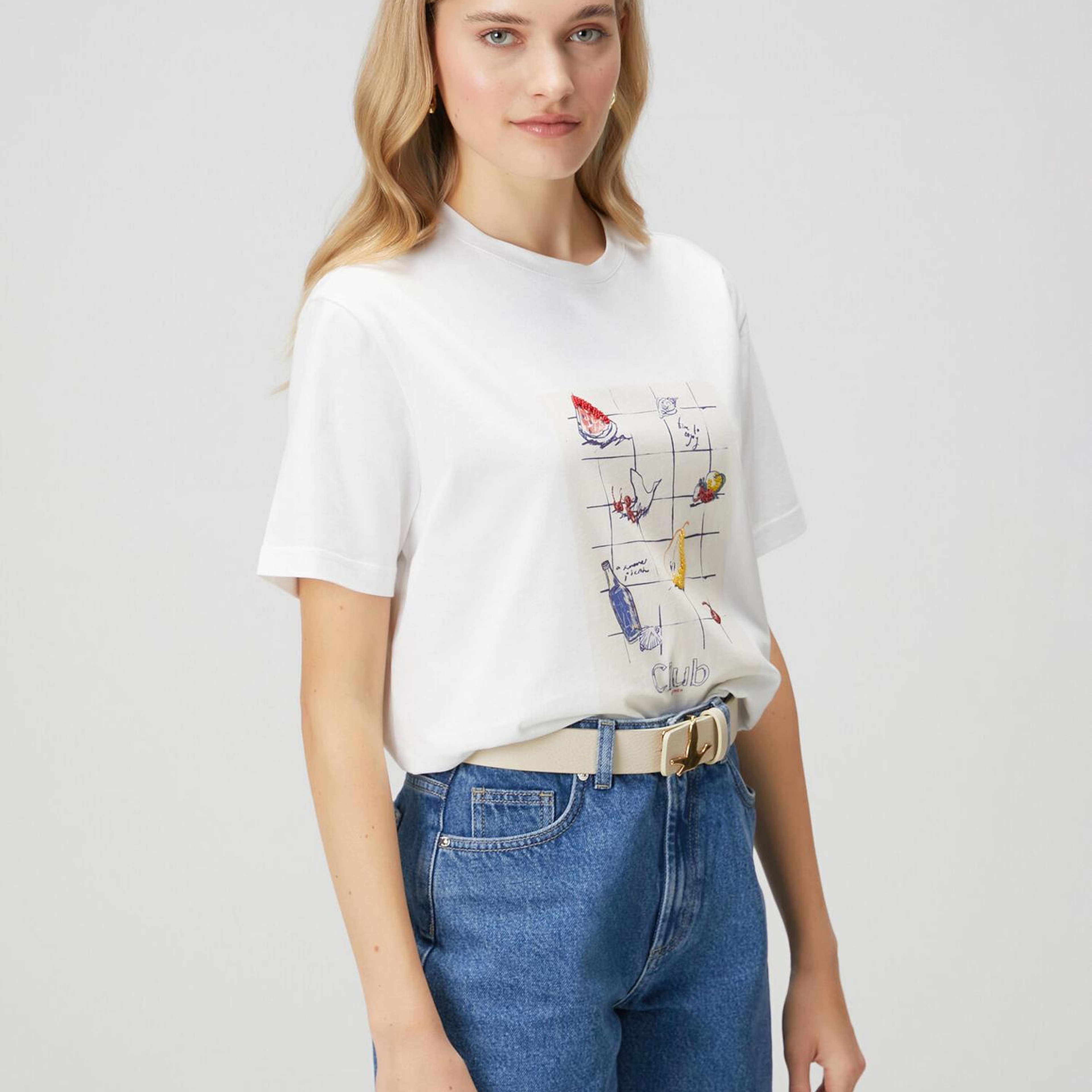 Beymen Club Kadın Kırık Beyaz Meyve Baskılı Oversize T-shirt