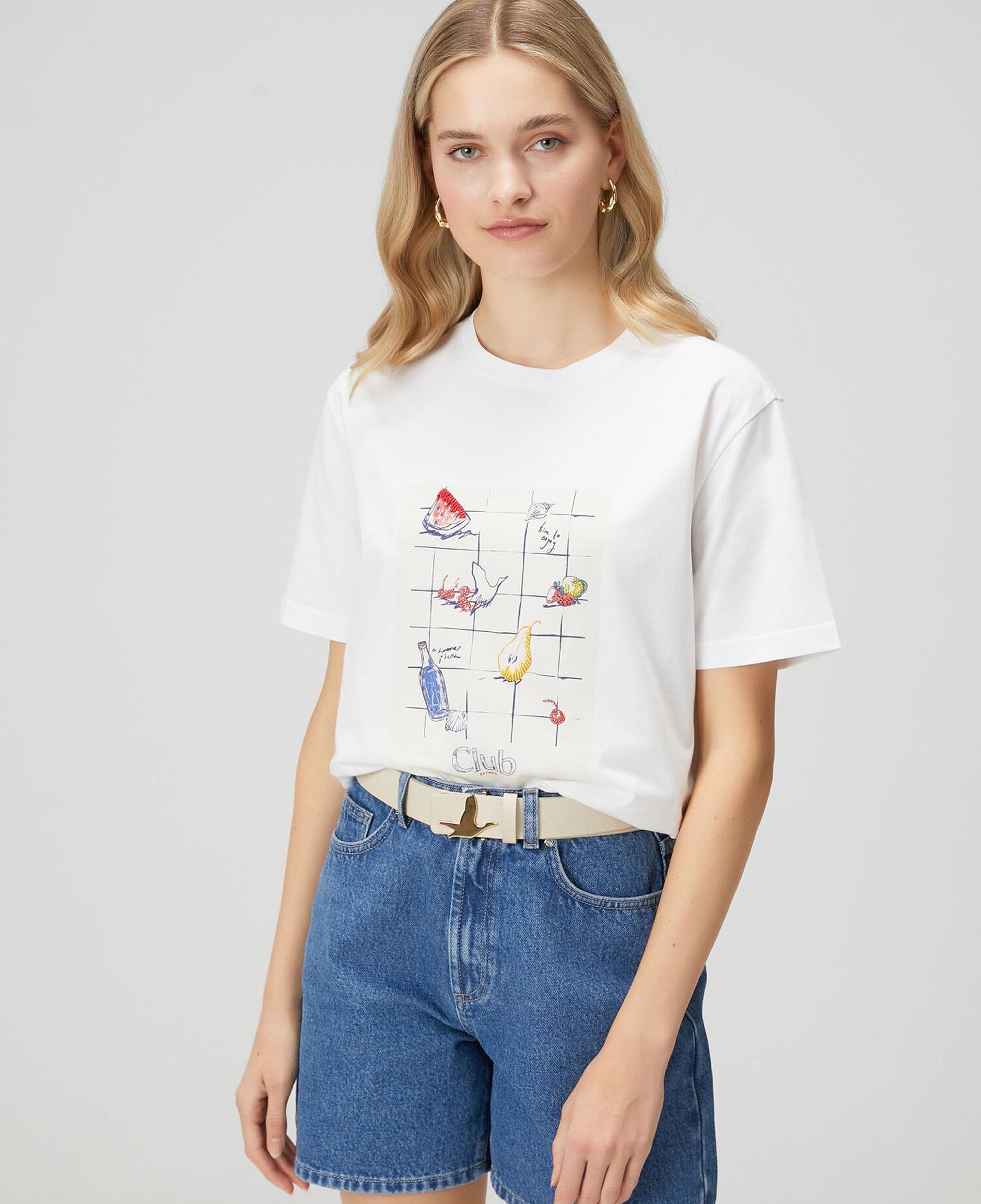 Beymen Club Kadın Kırık Beyaz Meyve Baskılı Oversize T-shirt