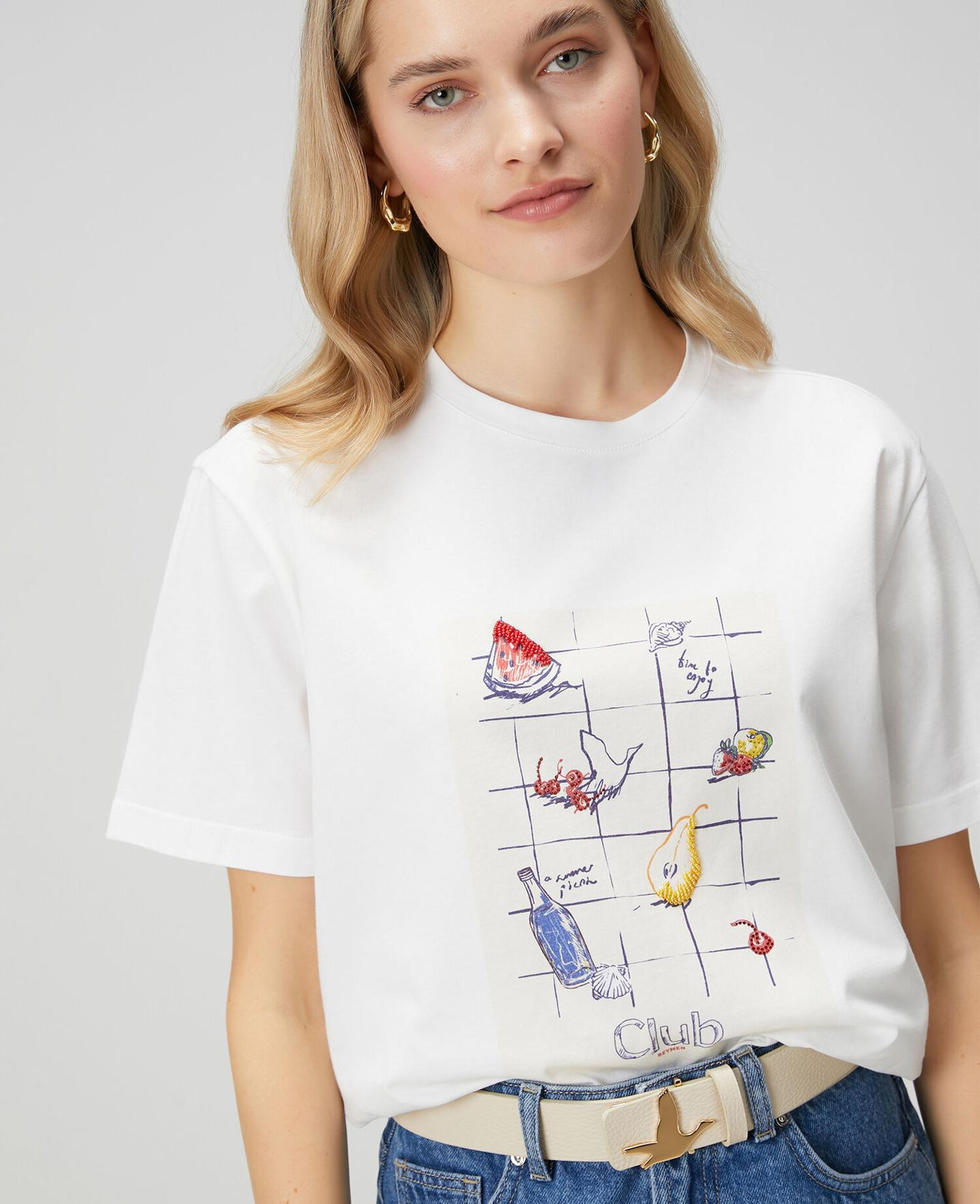 Beymen Club Kadın Kırık Beyaz Meyve Baskılı Oversize T-shirt