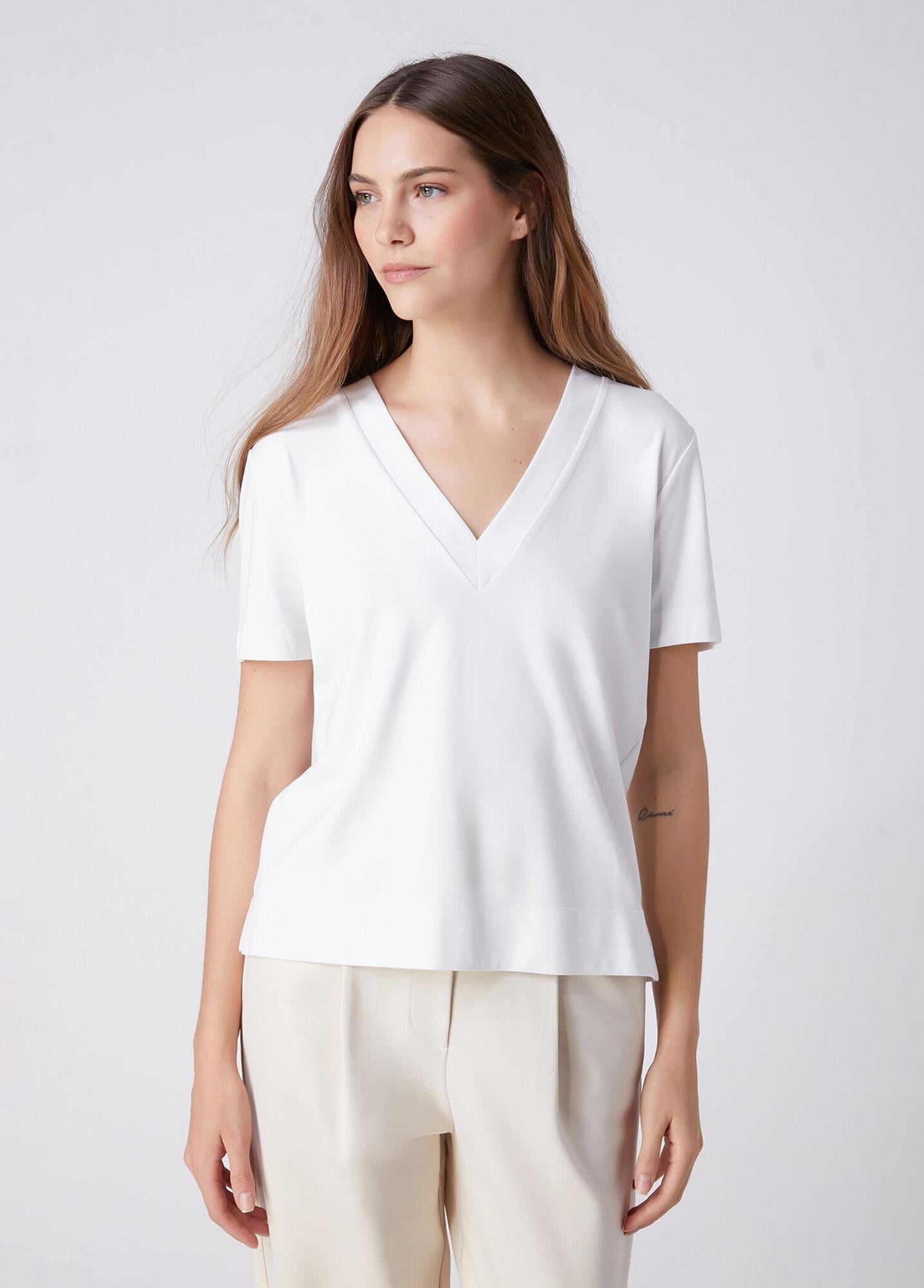 Beymen Club Kadın Kırık Beyaz Yanı Yırtmaçlı Basic T-shirt