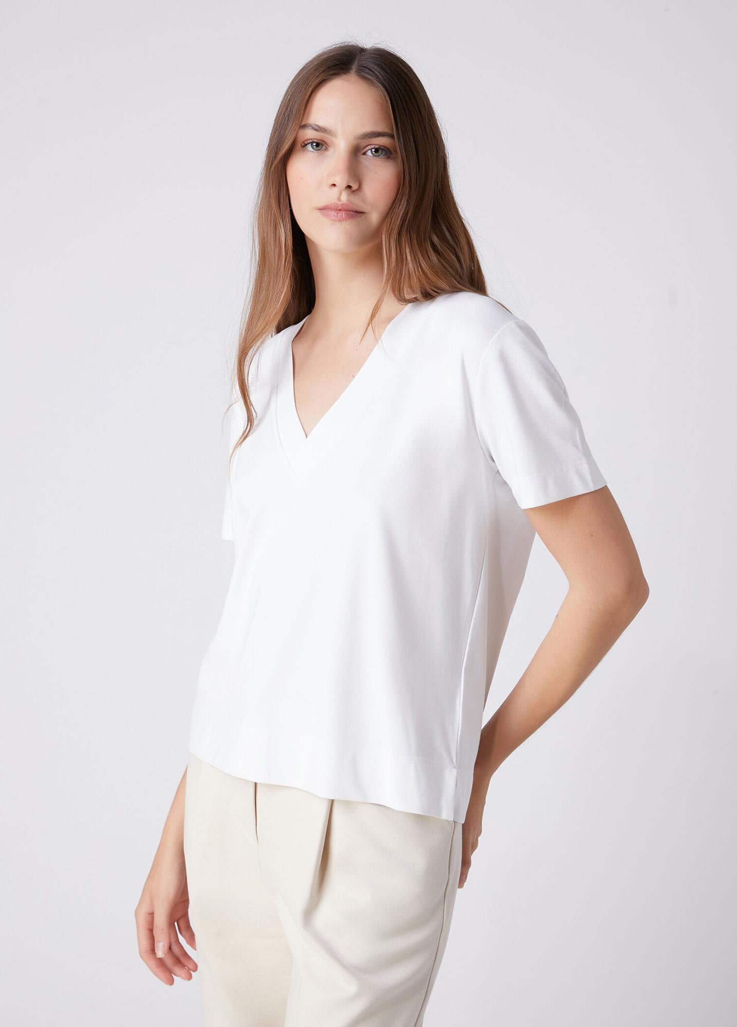 Beymen Club Kadın Kırık Beyaz Yanı Yırtmaçlı Basic T-shirt