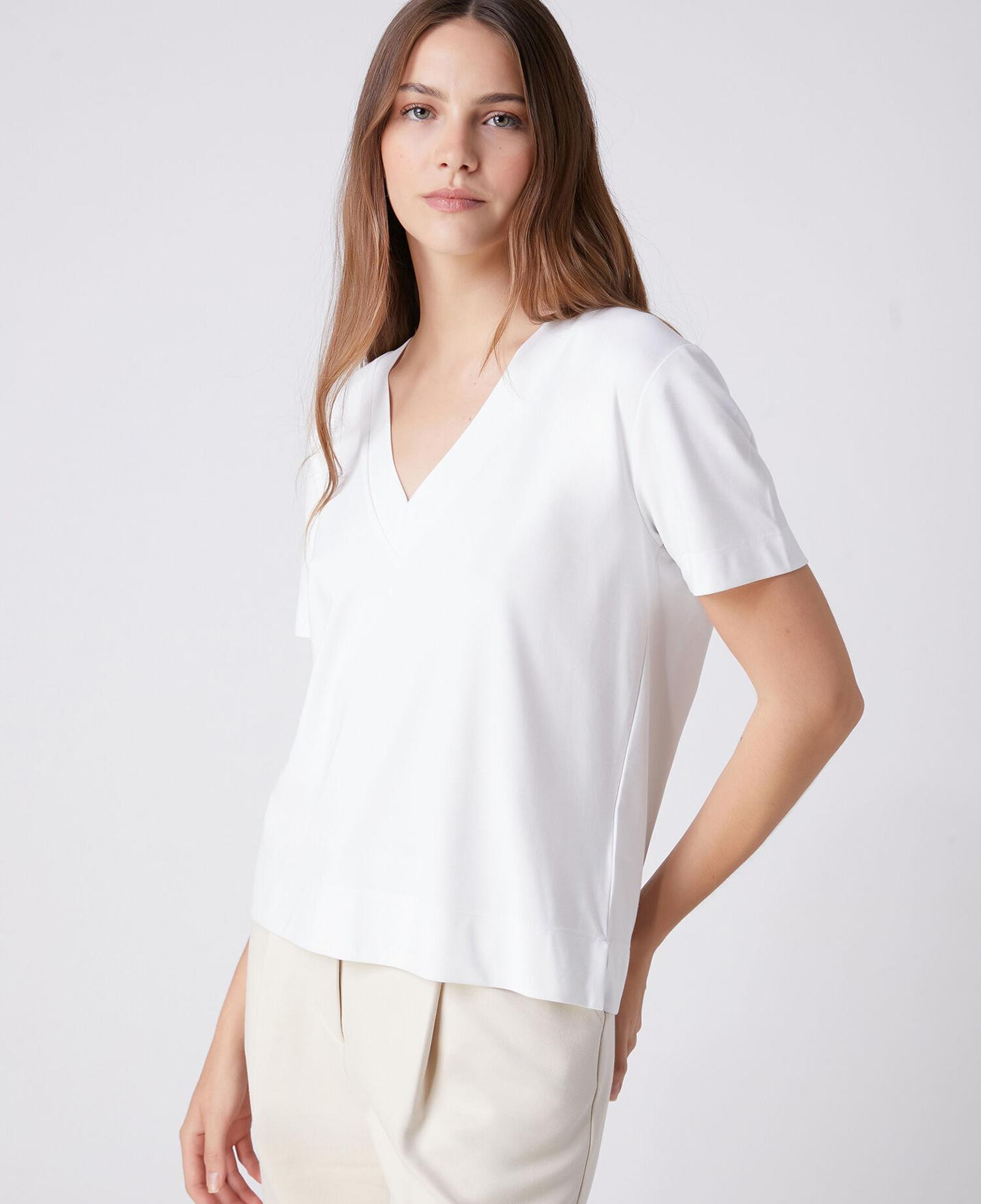 Beymen Club Kadın Kırık Beyaz Yanı Yırtmaçlı Basic T-shirt