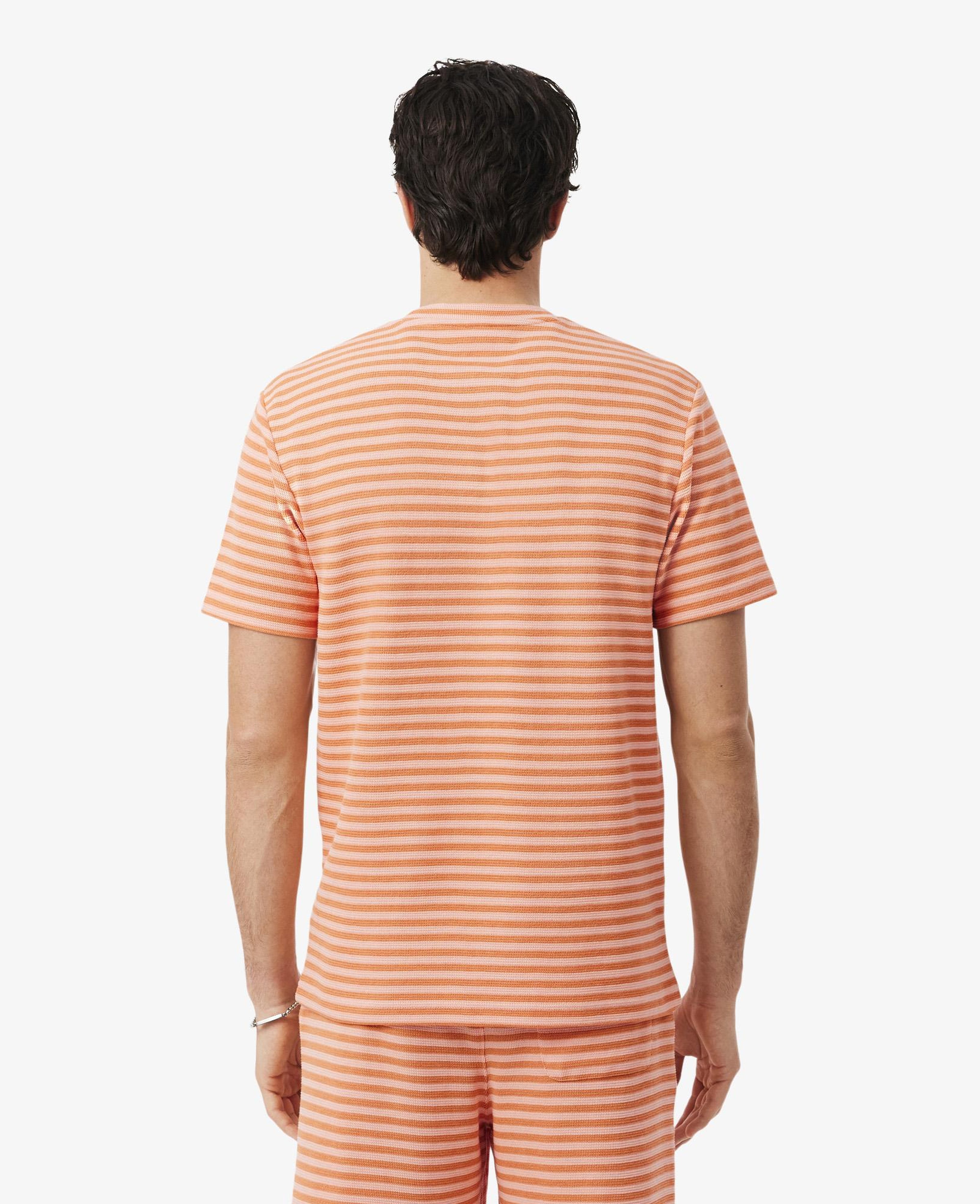 Erkek Classic Fit Bisiklet Yaka Çizgili Turuncu T-Shirt