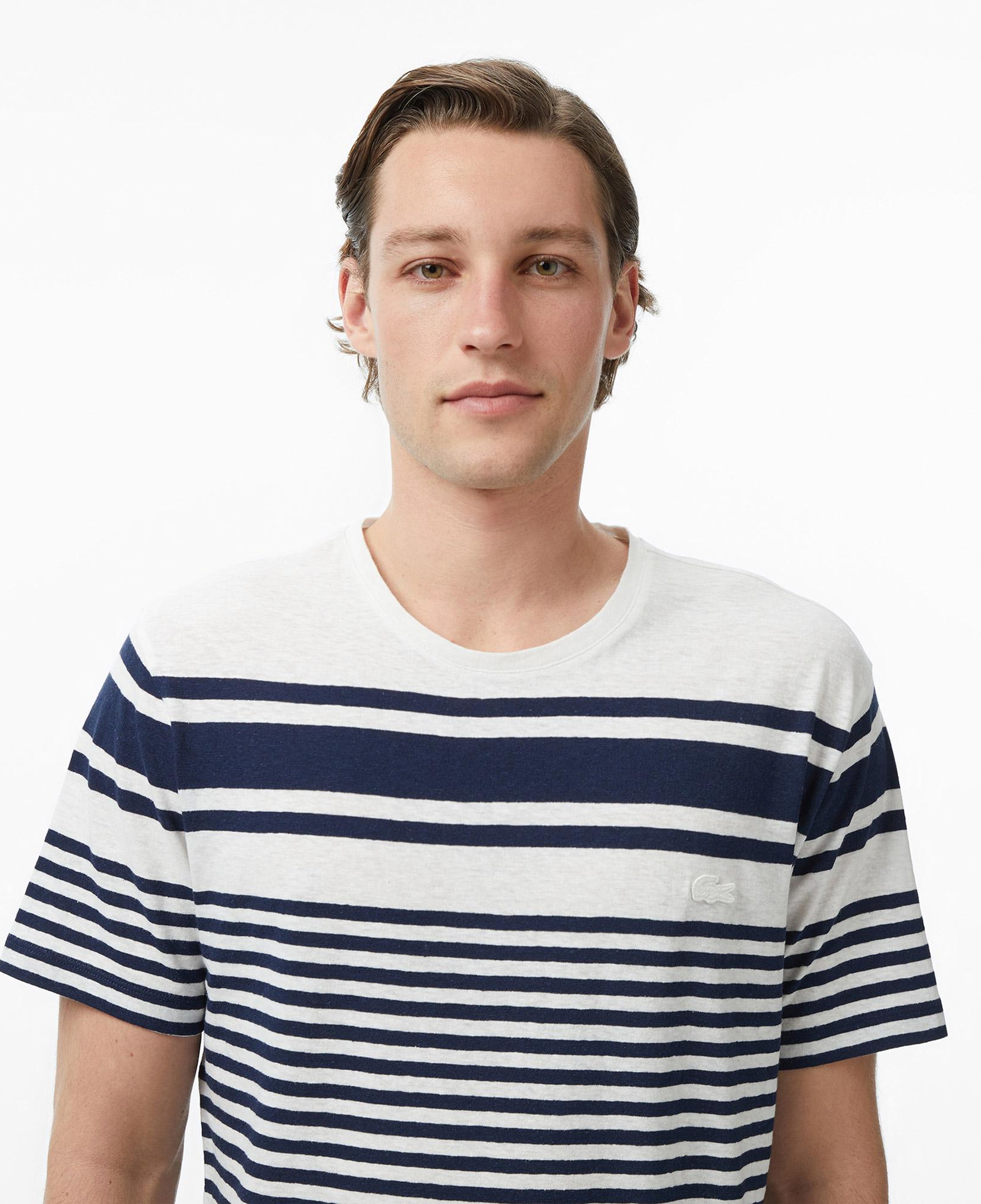Erkek Regular Fit Bisiklet Yaka Çizgili Lacivert T-Shirt