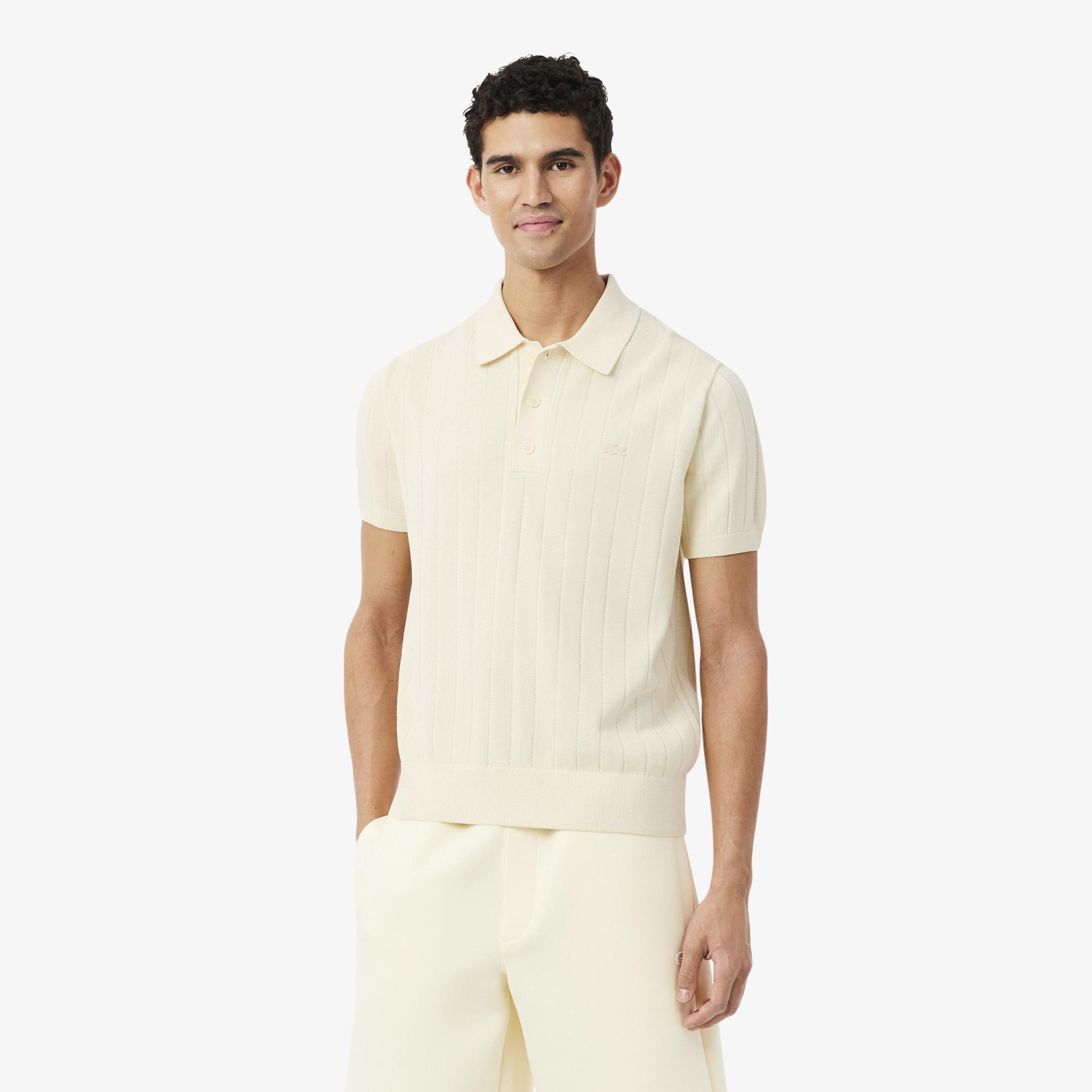 Lacoste Erkek Classic Fit Kısa Kollu Polo Yaka Krem Triko