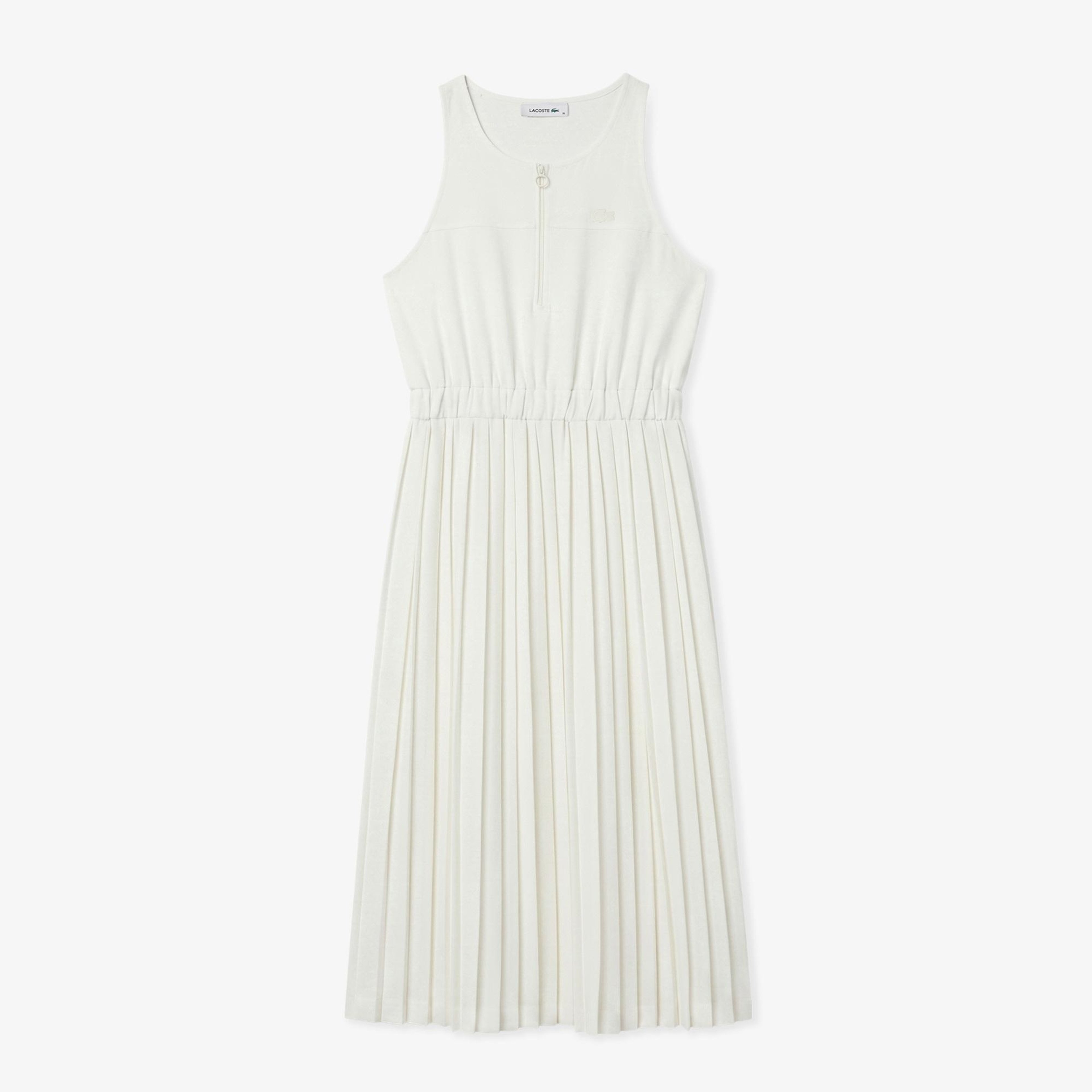 Kadın Flare Fit Kolsuz Bisiklet Yaka Krem Elbise