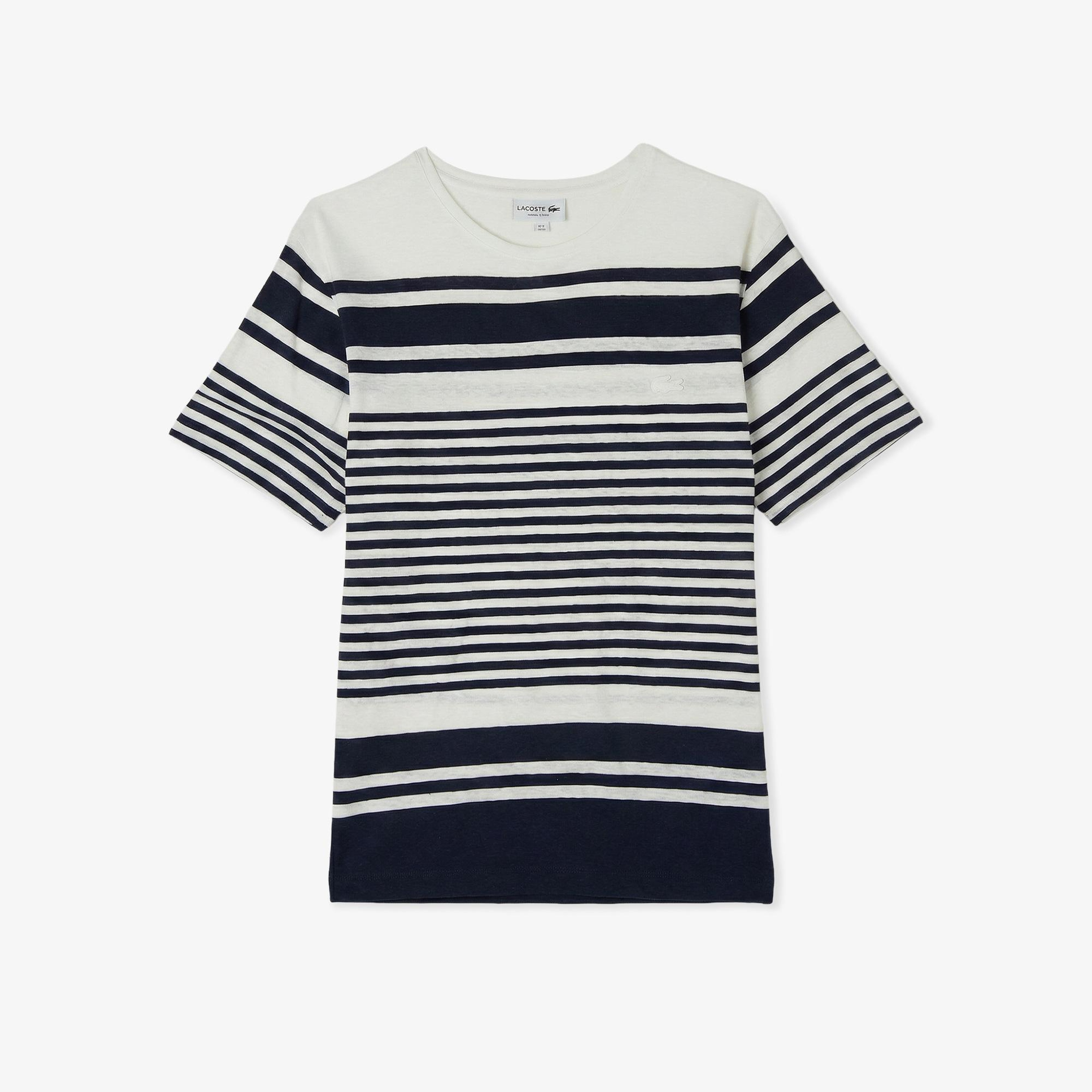 Erkek Regular Fit Bisiklet Yaka Çizgili Lacivert T-Shirt