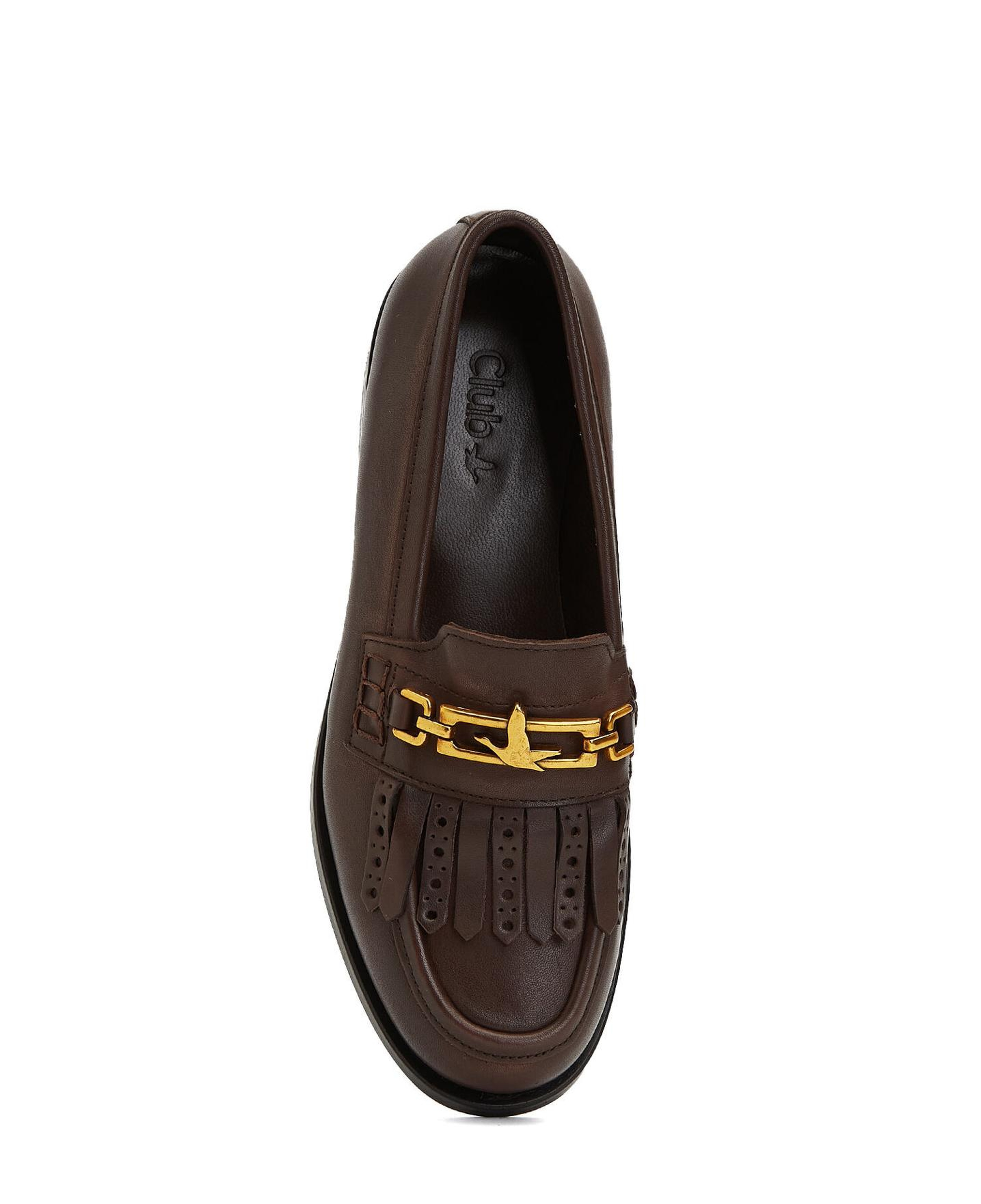 Beymen Club Kadın Kahverengi Zincir Logo Detaylı Deri Loafer
