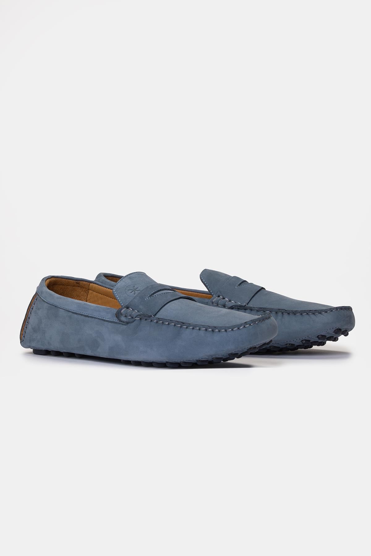 Erkek Açık Mavi Nubuk Loafer