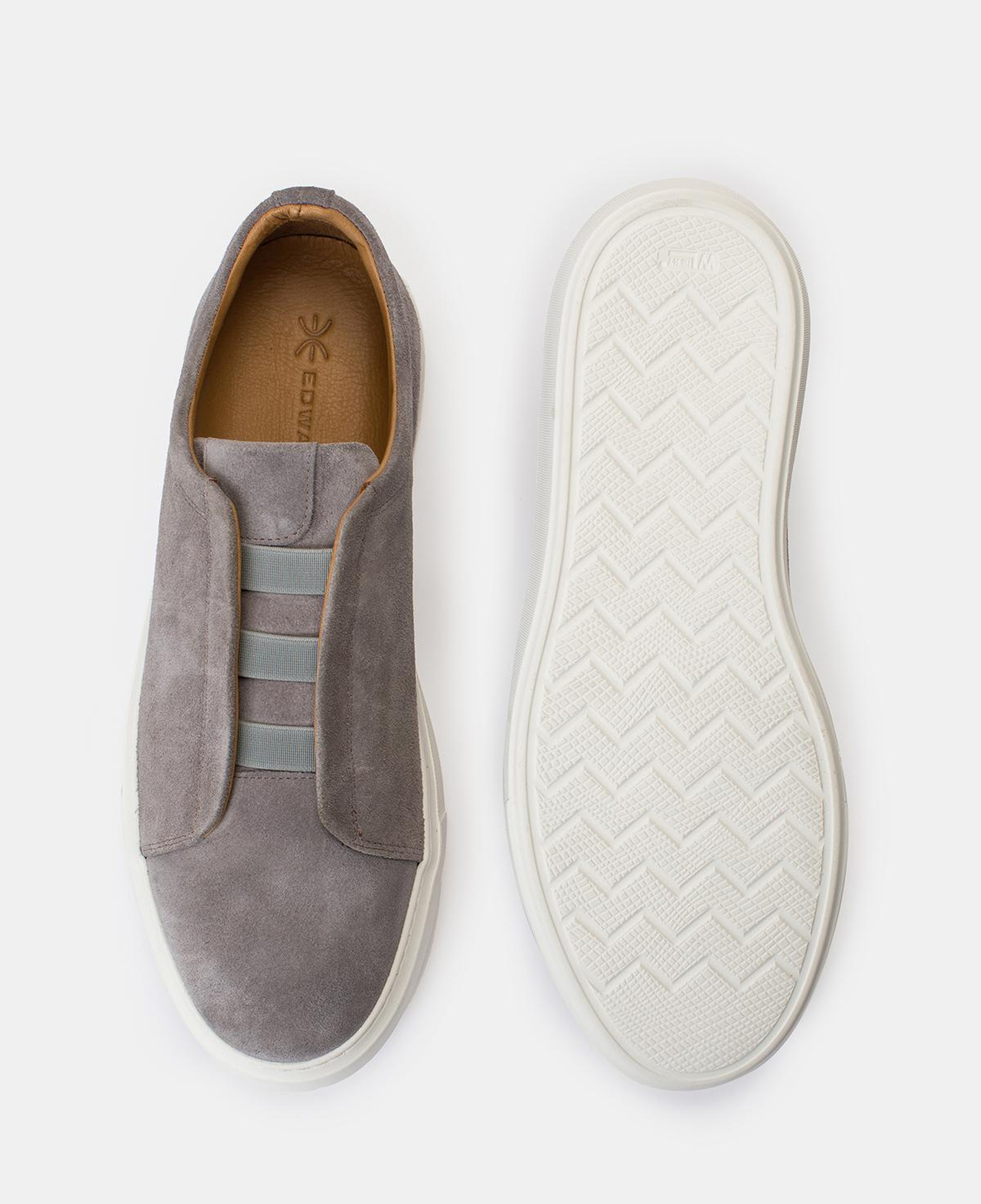 Erkek Gri Bağcıksız Süet Sneaker